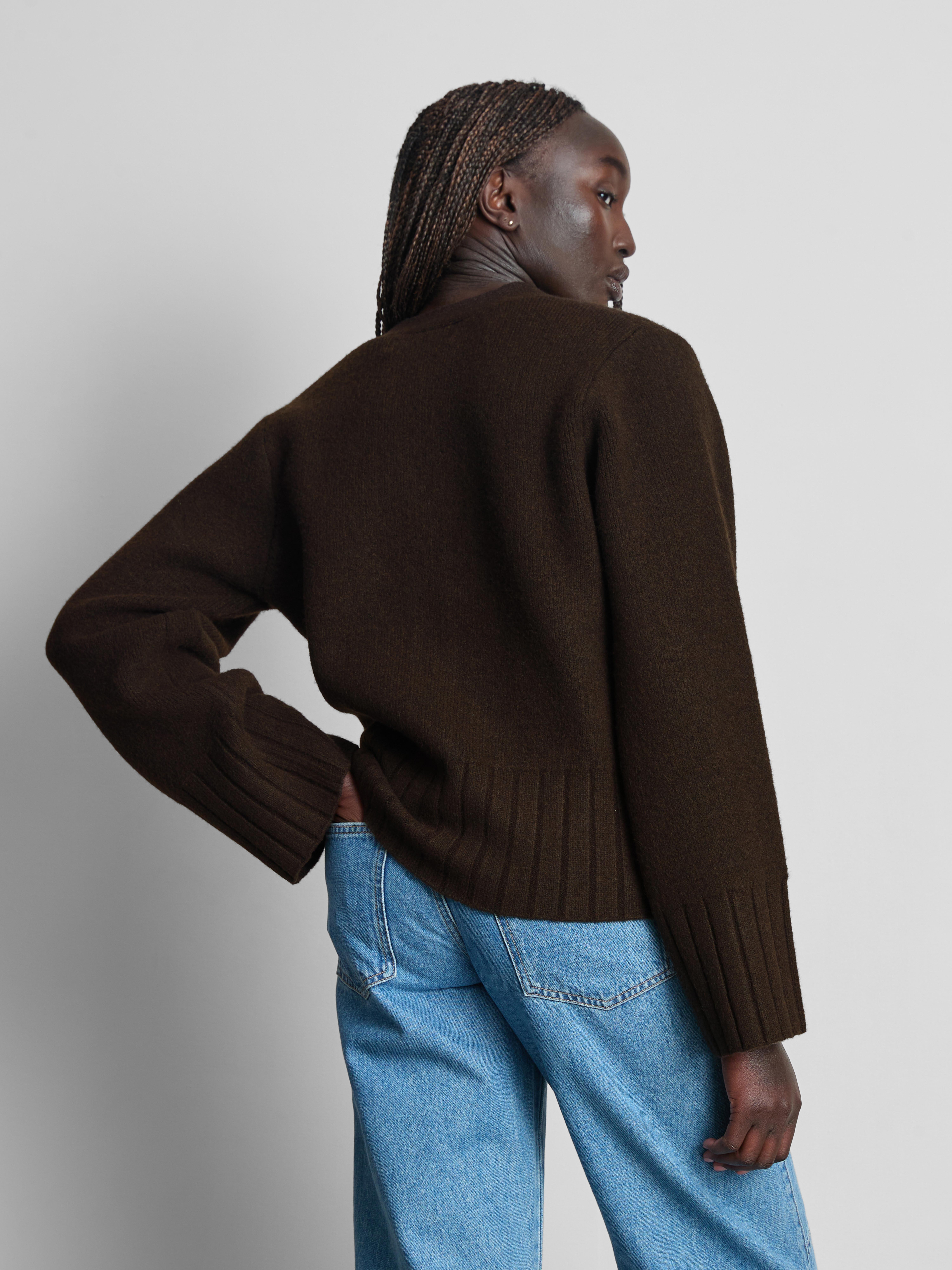 Relaxed Wide Sleeve Cardigan - Chocolate