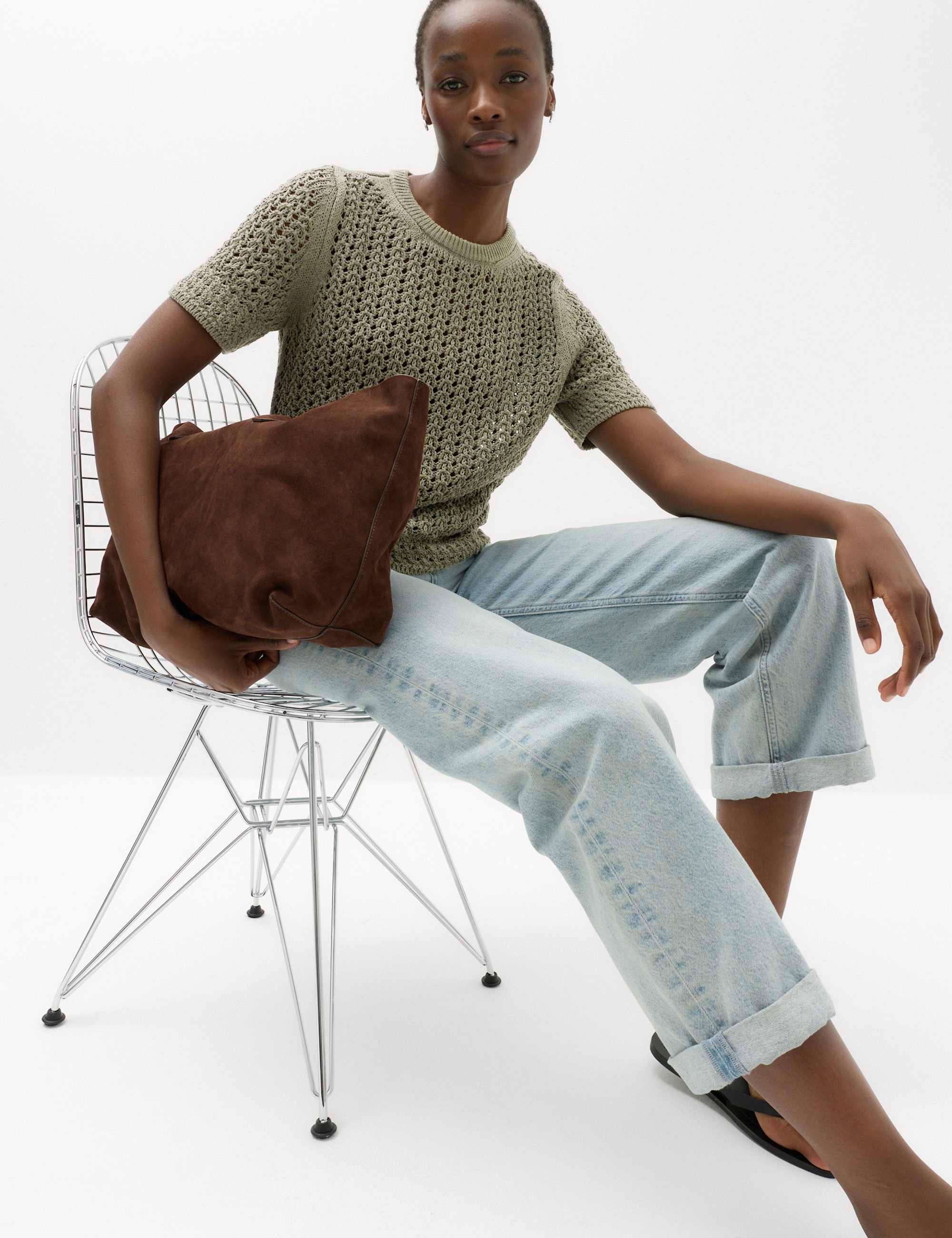 Cotton Blend Textured Knitted Top