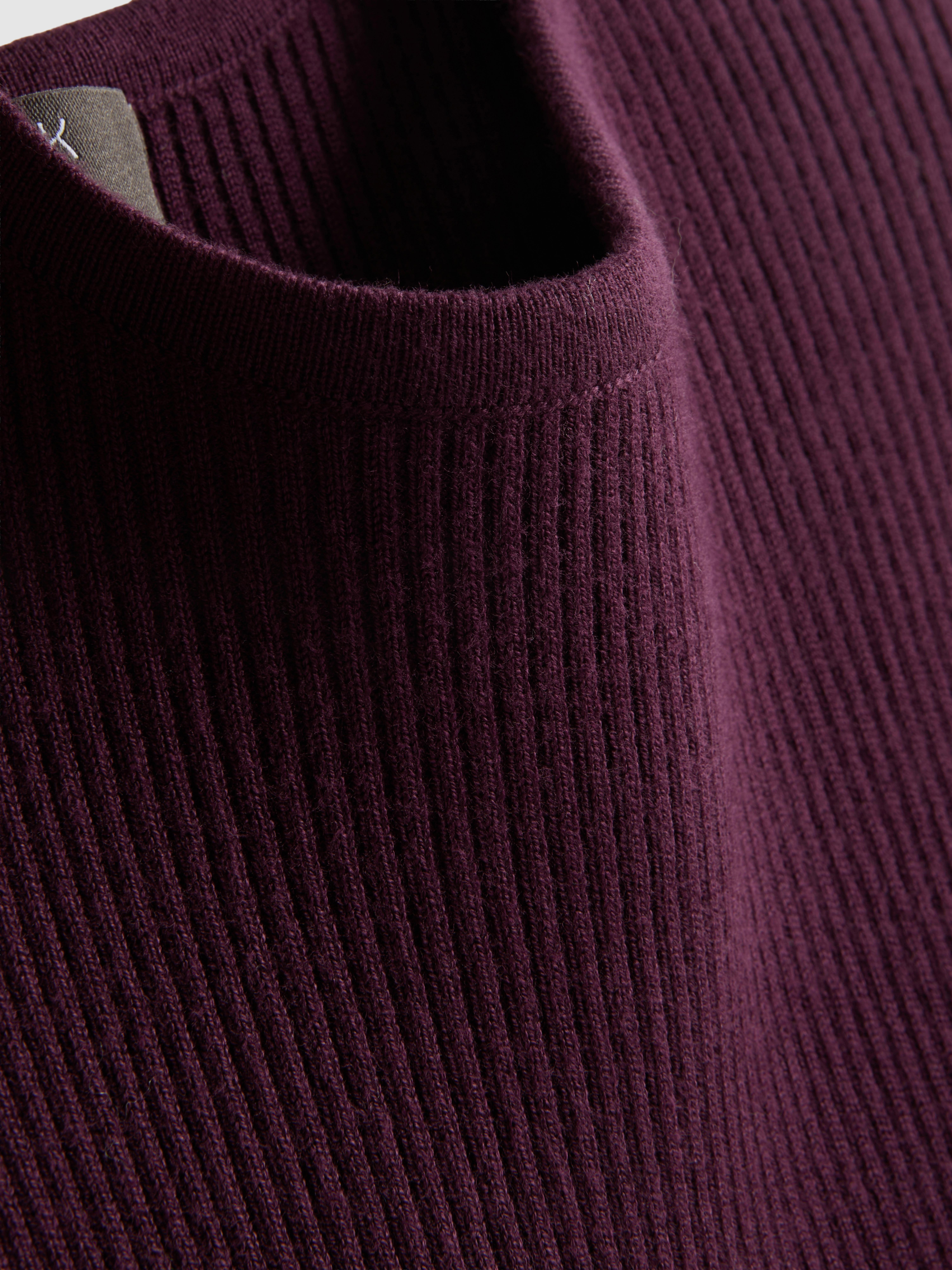 Ribbed Crew Neck Sweater - Dark Purple