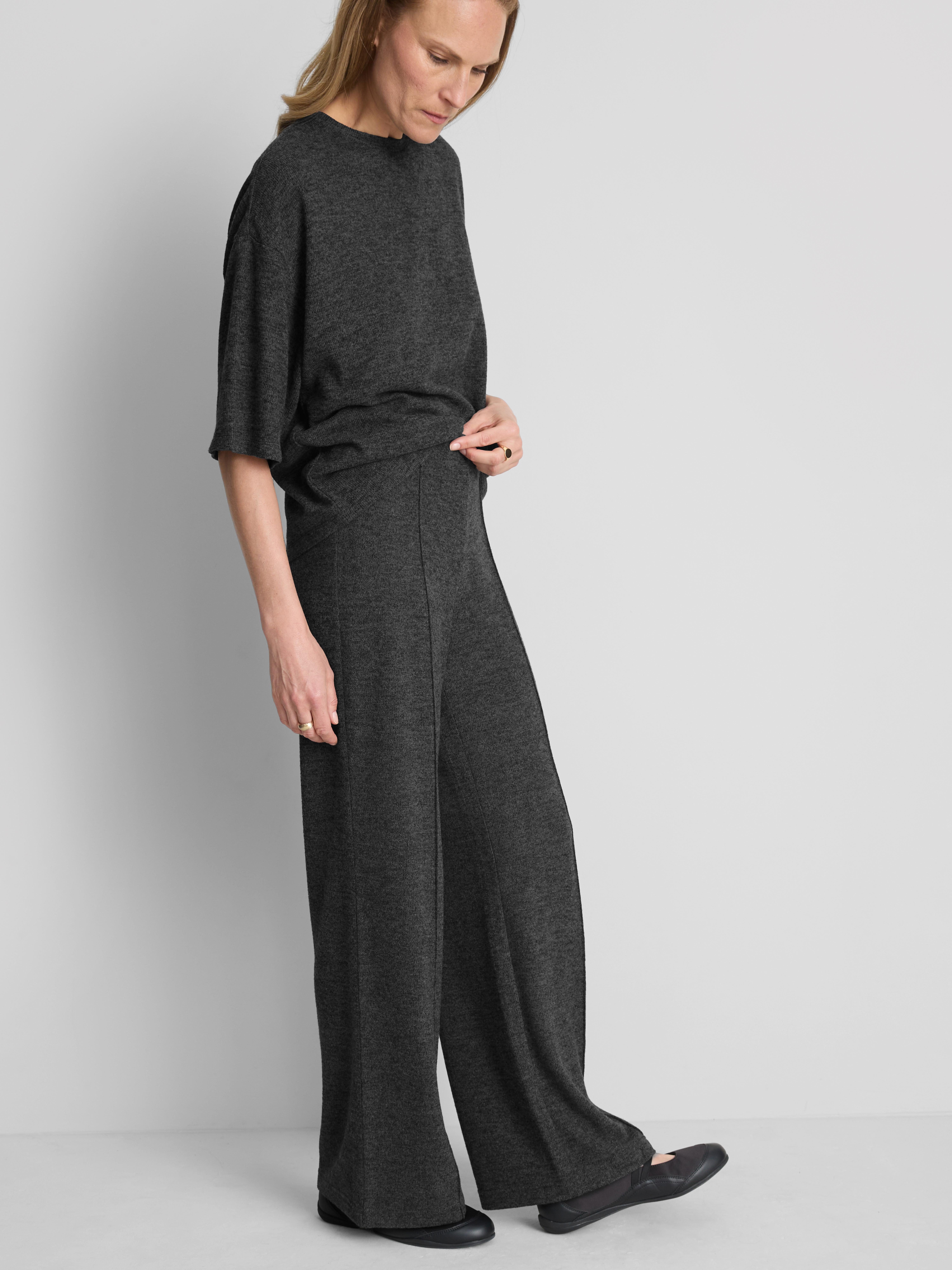 Cozy Wide Leg Sweatpants - Charcoal Heather