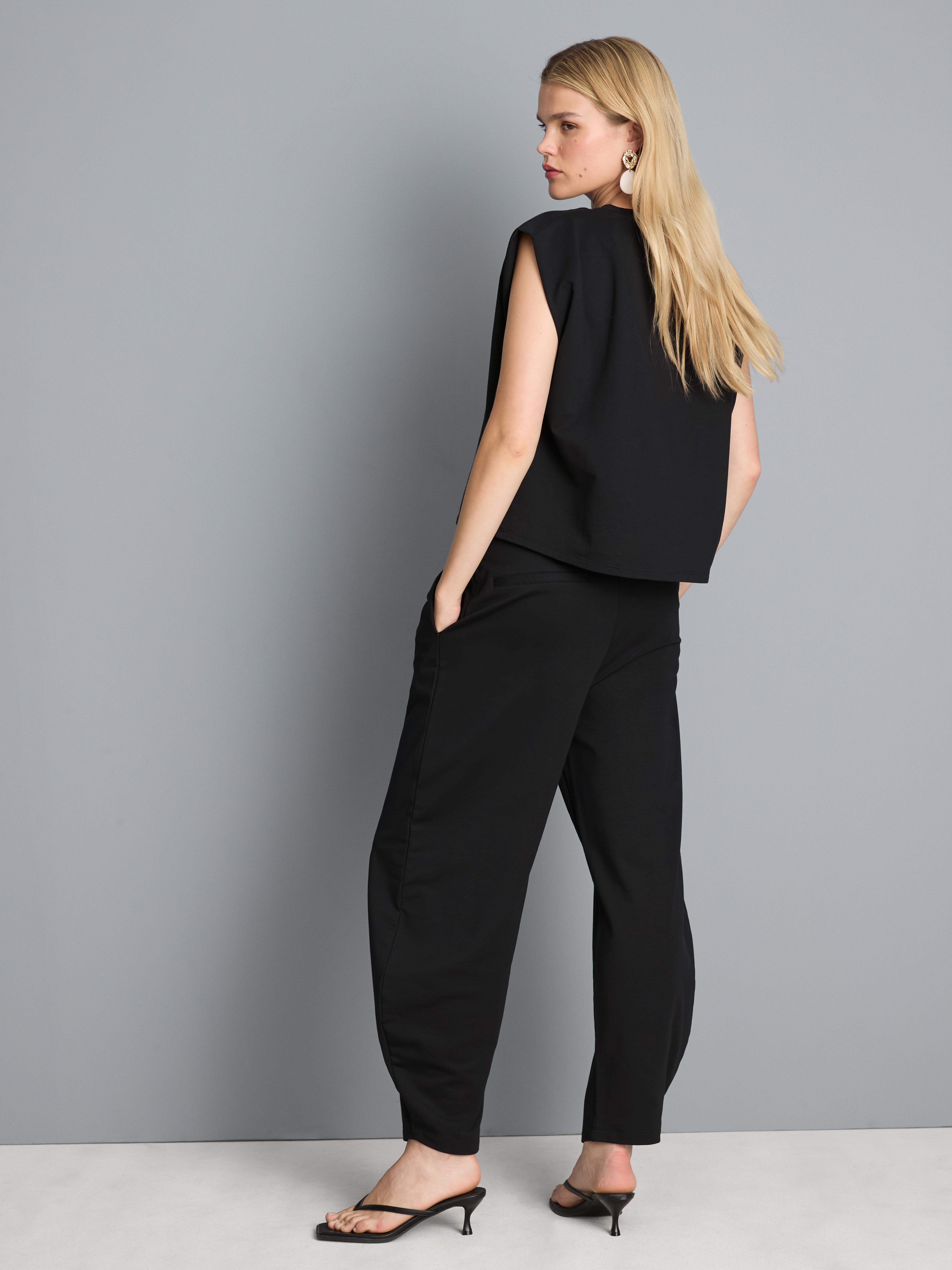 Cotton Rich Barrel Leg Joggers - Black