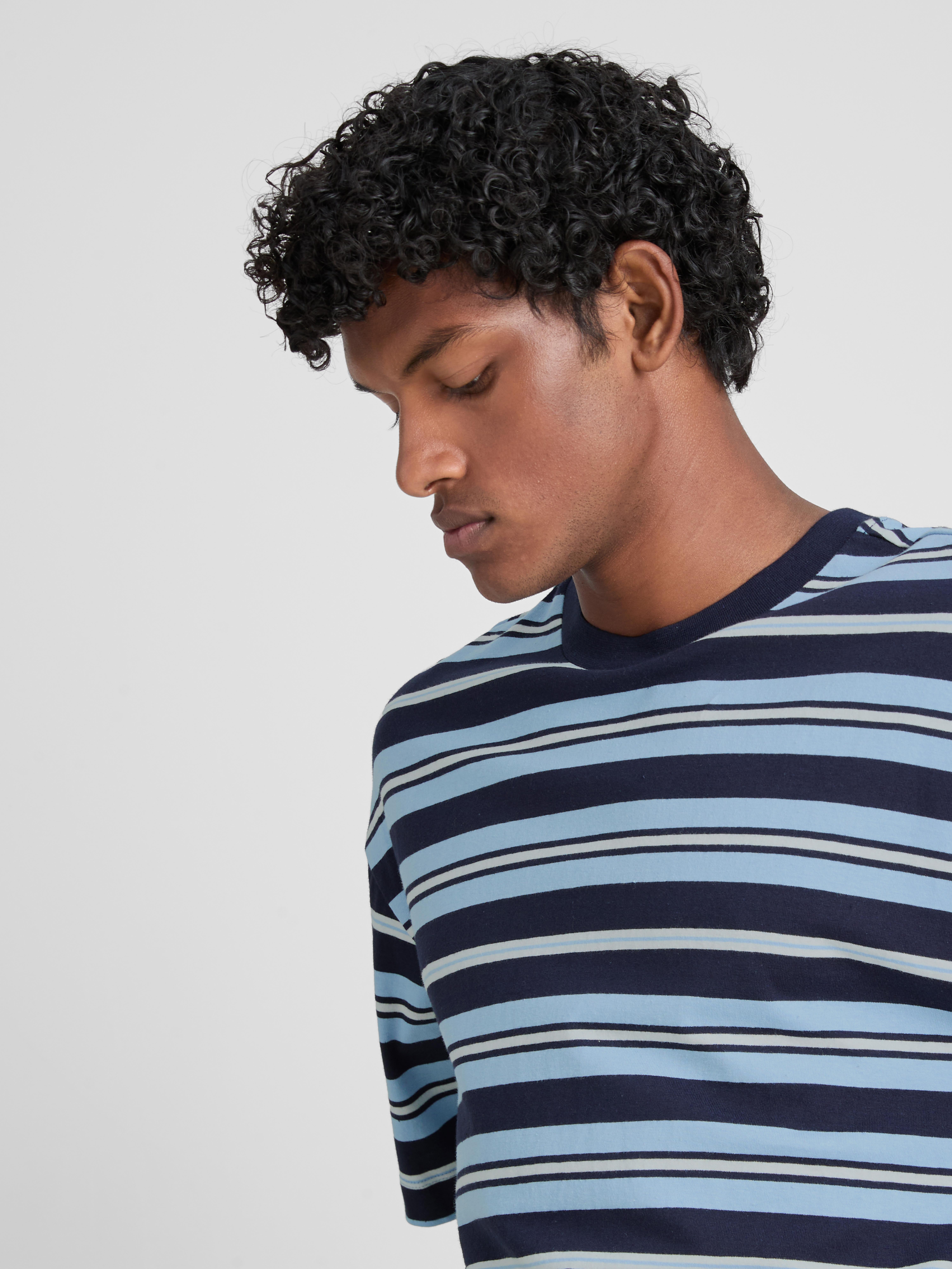 Pure Cotton Striped Boxy T-Shirt - Blue