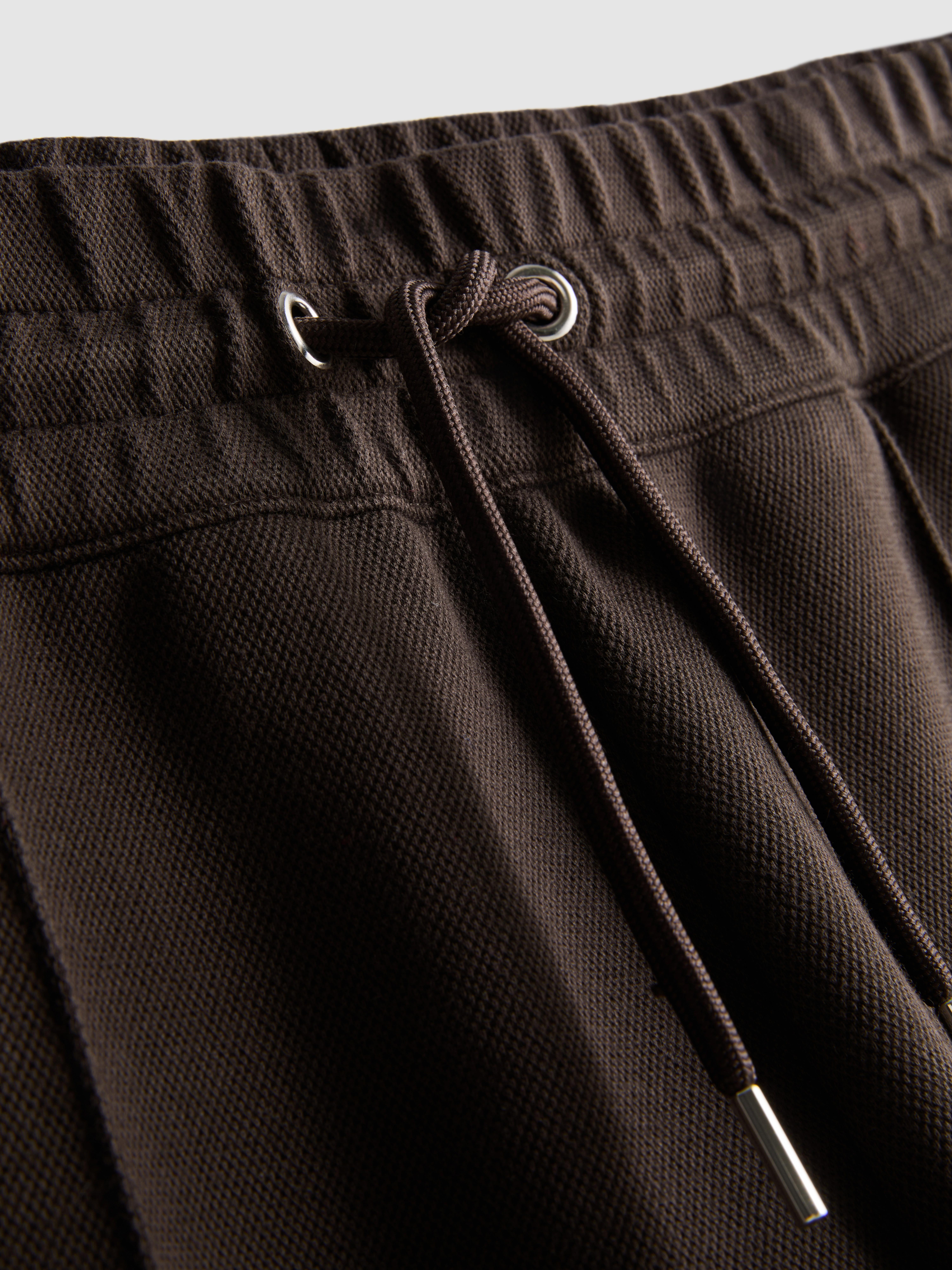 The Edit Pique Drawstring Joggers - Dark Brown