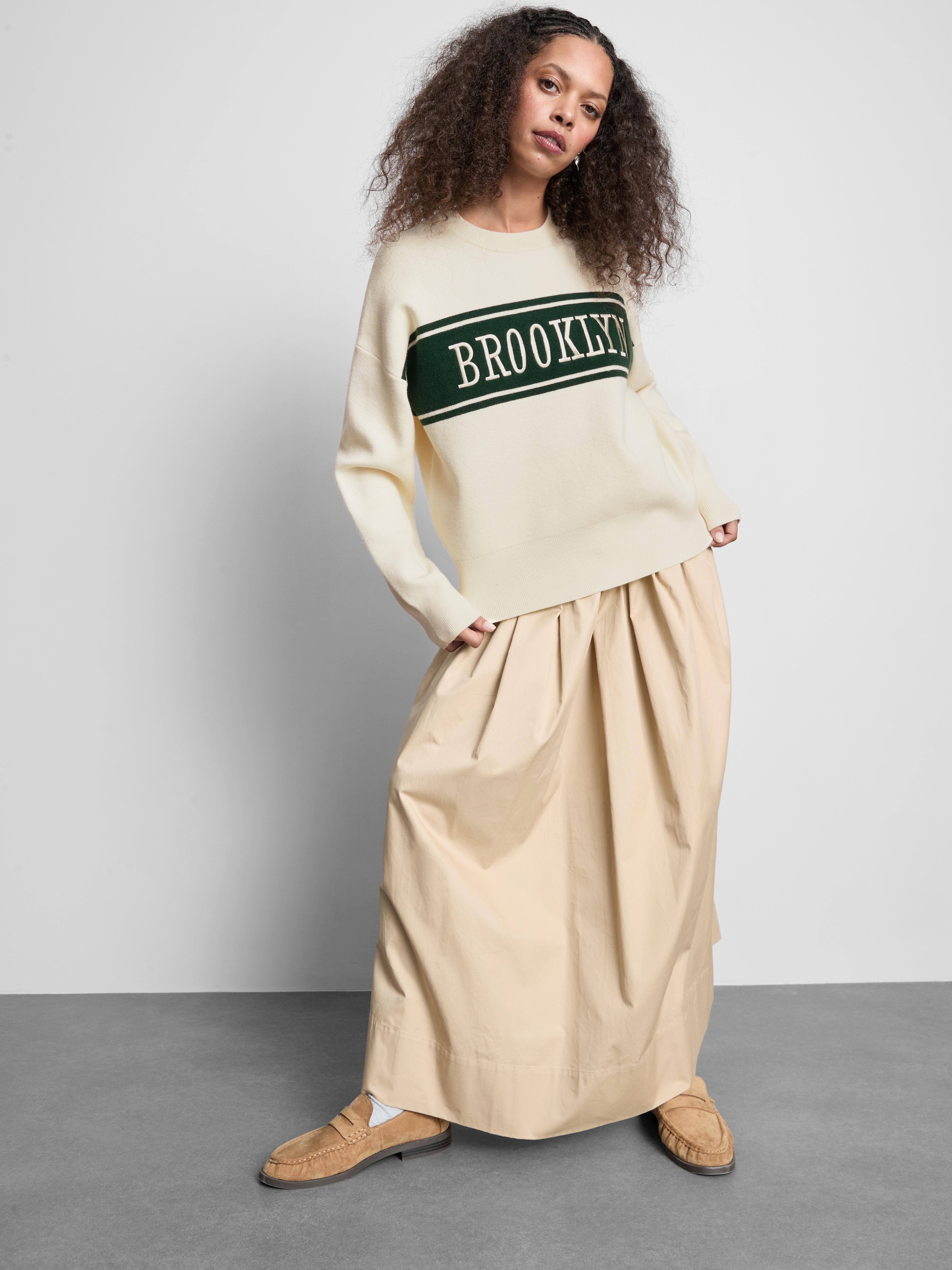 Knitted Crewneck Slogan Sweater - Ivory