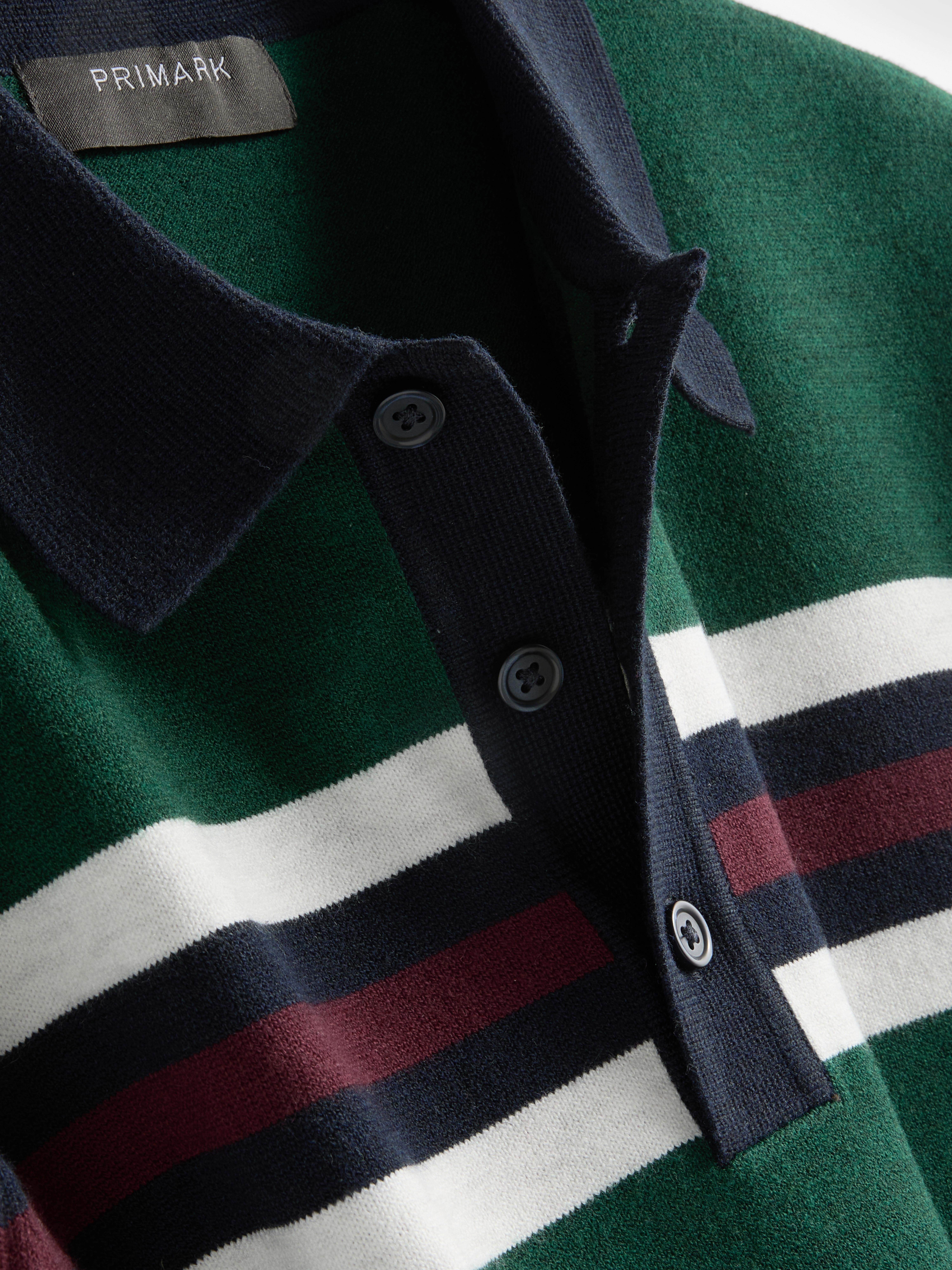 Stripe Knitted Collared Sweater - Green