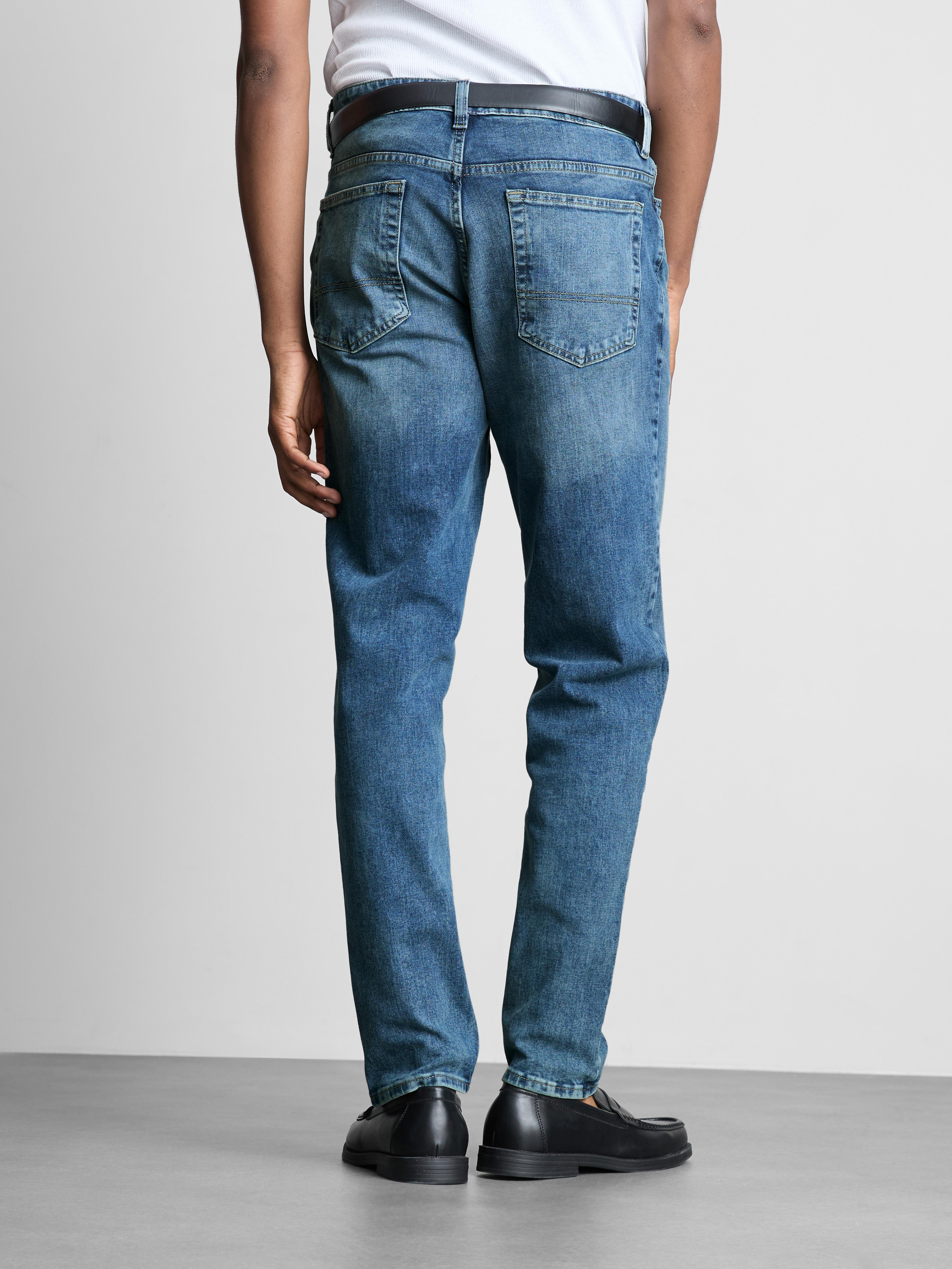 Mid-Rise Slim Fit Jeans - Mid Blue