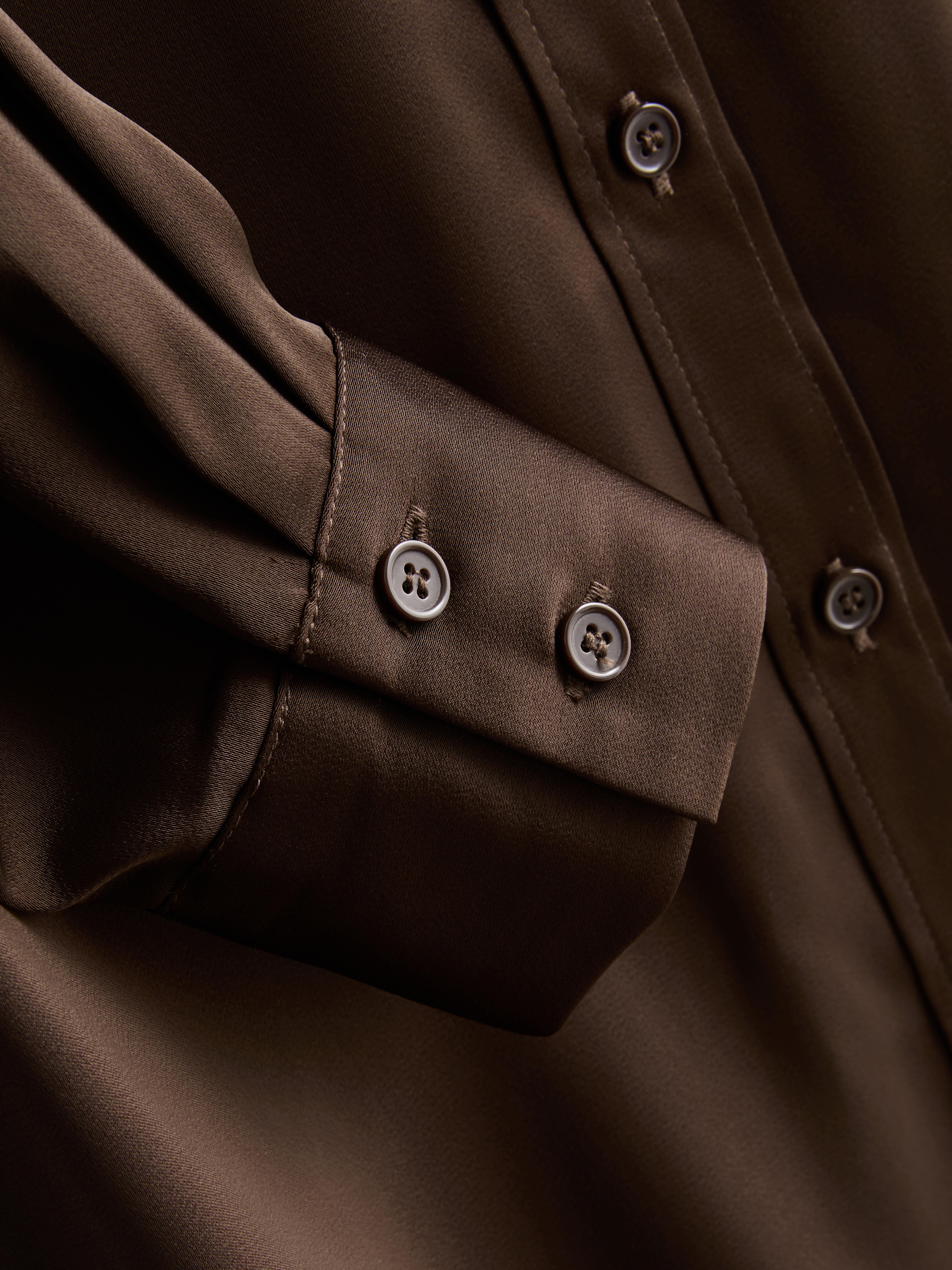 Relaxed Satin Shirt - Chocolate
