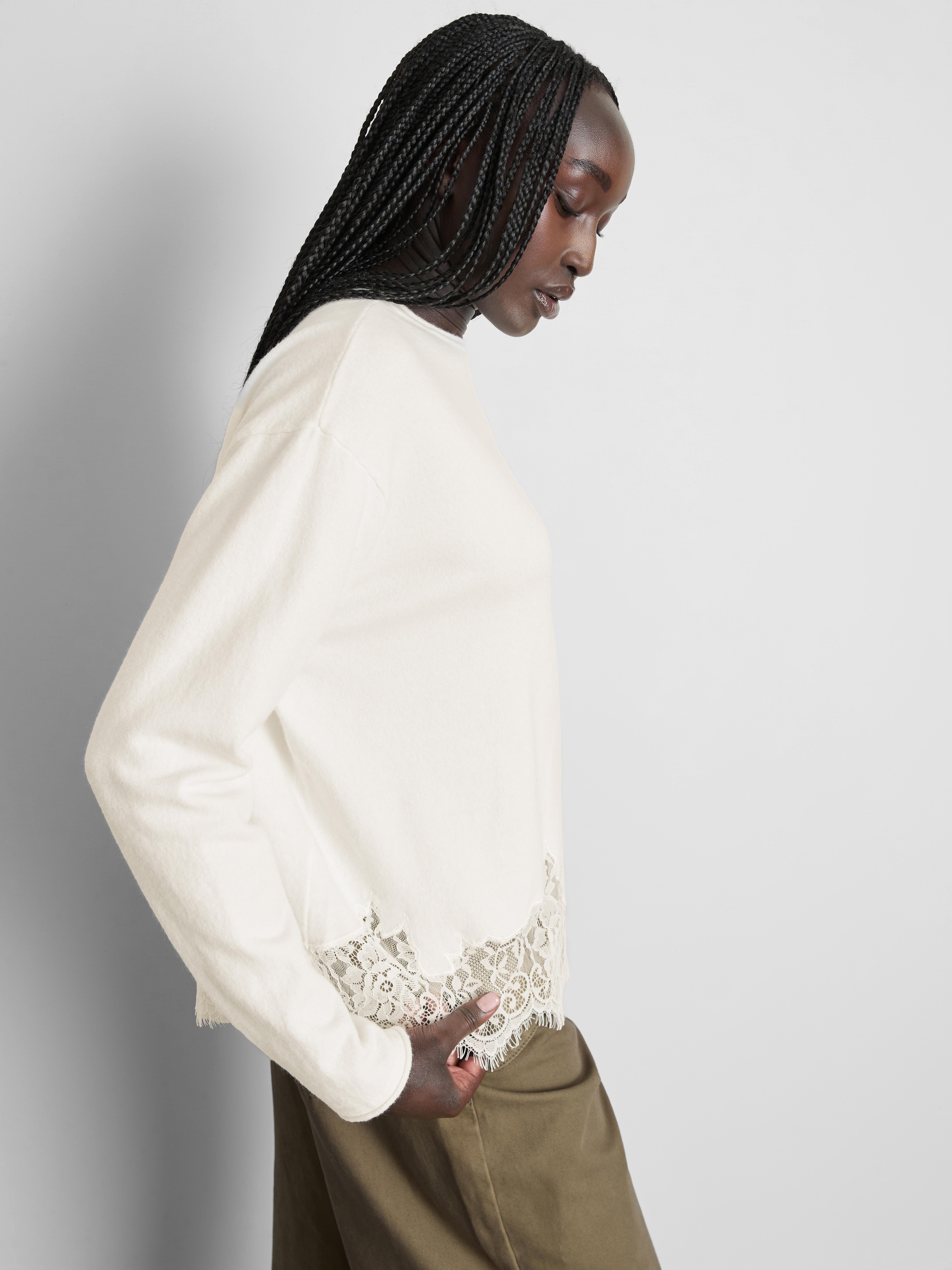 Relaxed Lace-Hem Sweater - Ivory