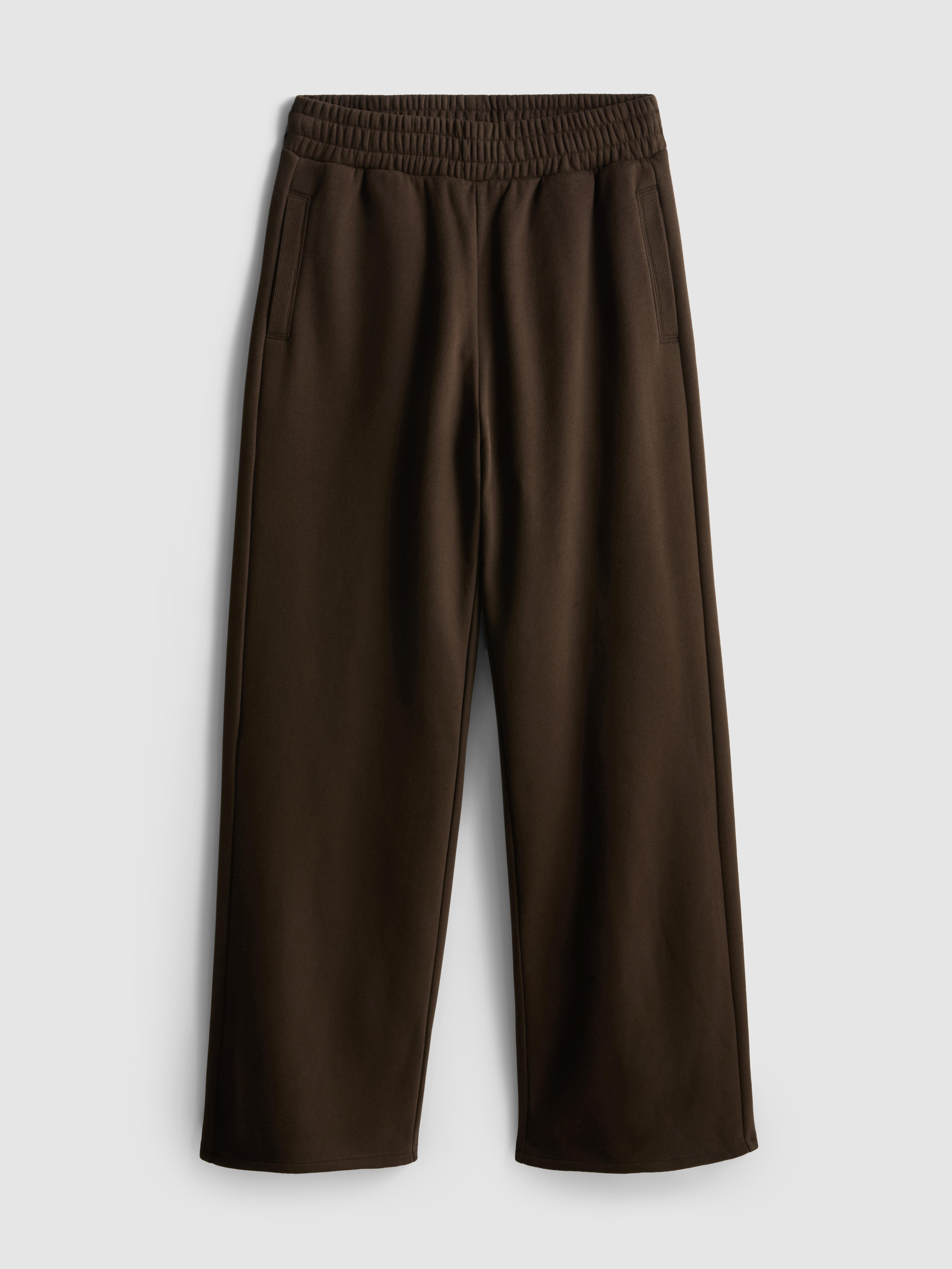 Cotton Rich Wide Leg Sweatpants - Chocolate