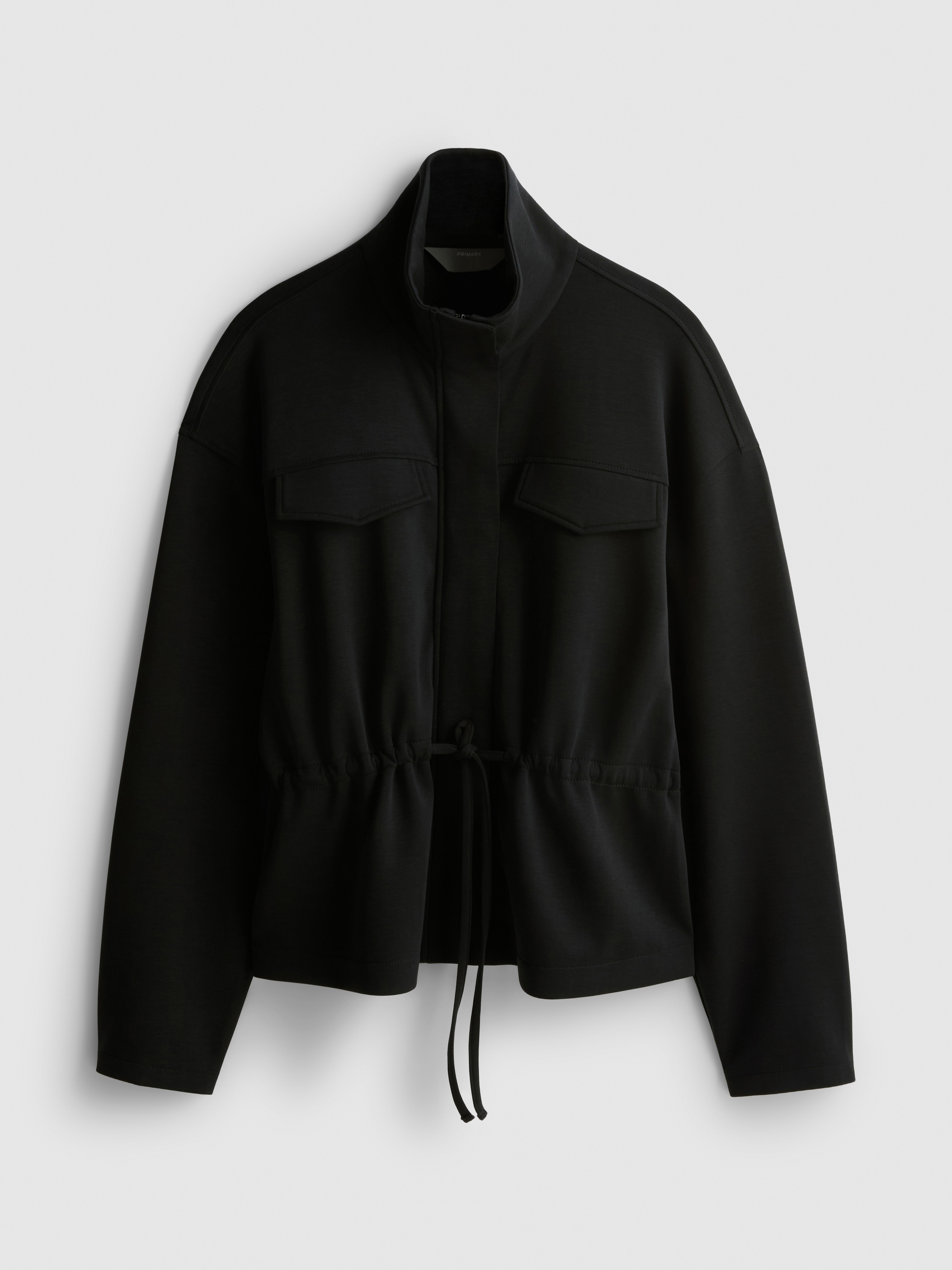 Modal Blend Cinched Track Top - Black
