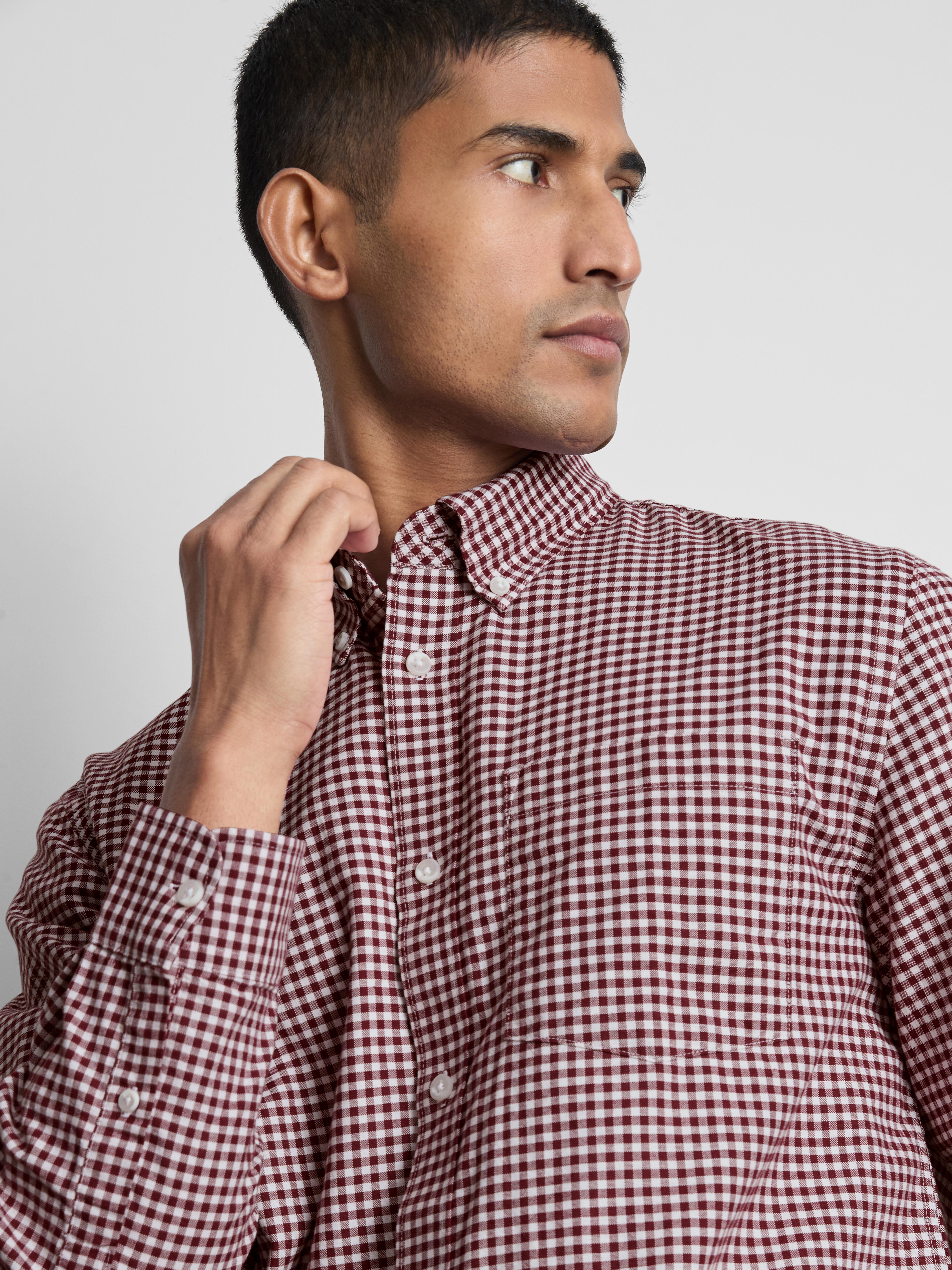 Pure Cotton Oxford Shirt - Burgundy