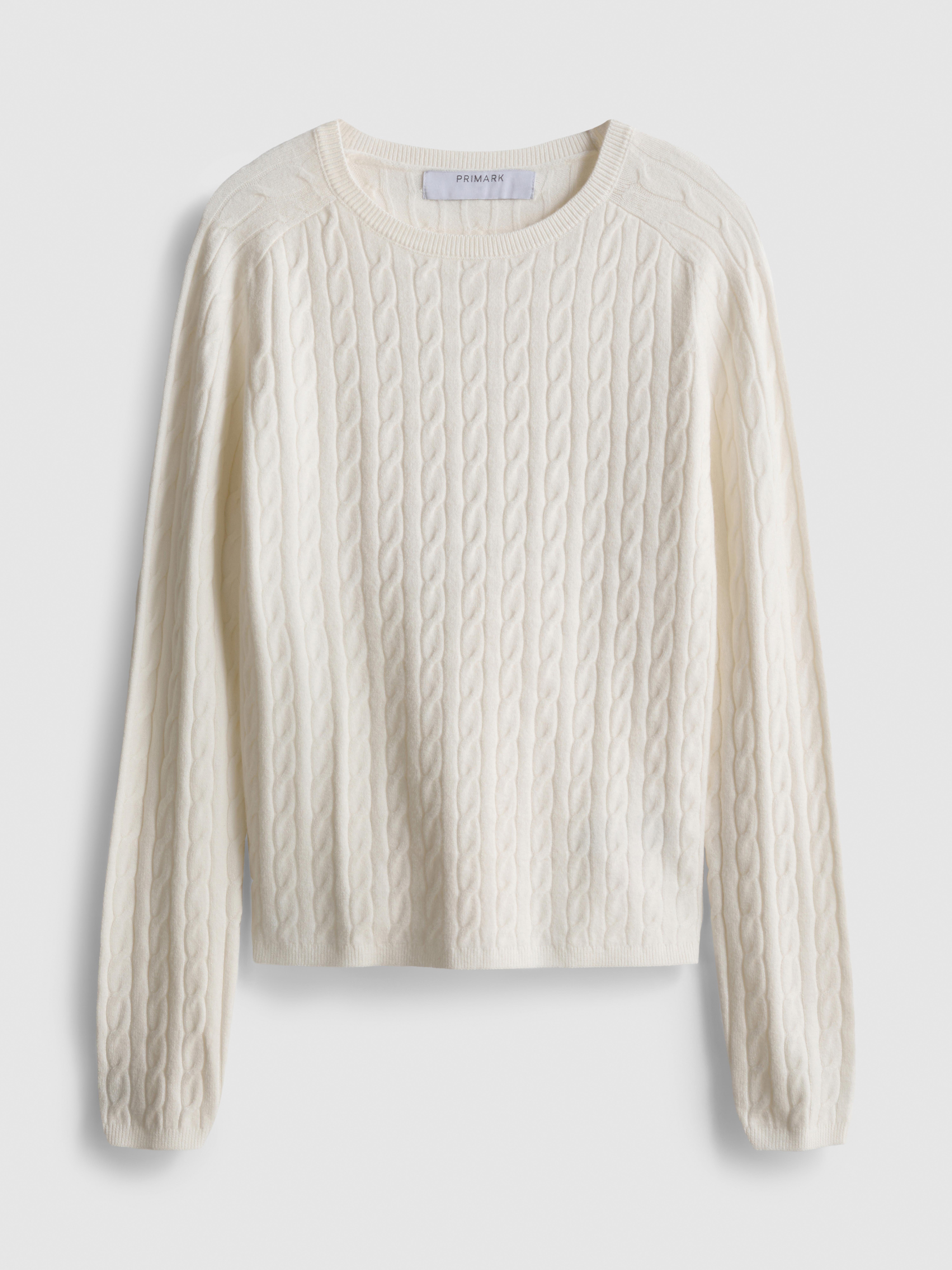 Cable Knit Crew Neck Sweater - Ivory