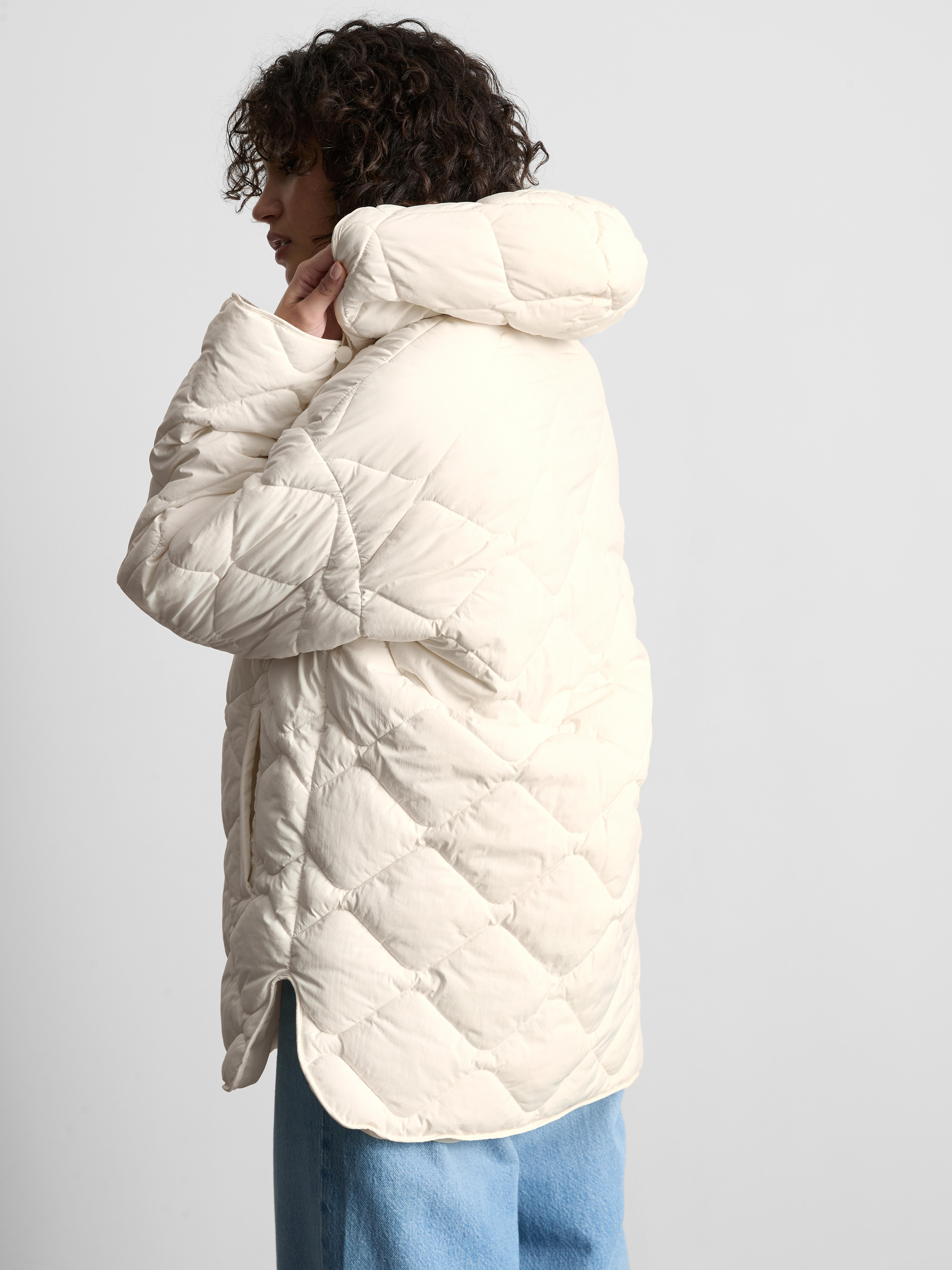 Hooded Quilted Jacket - Ivory