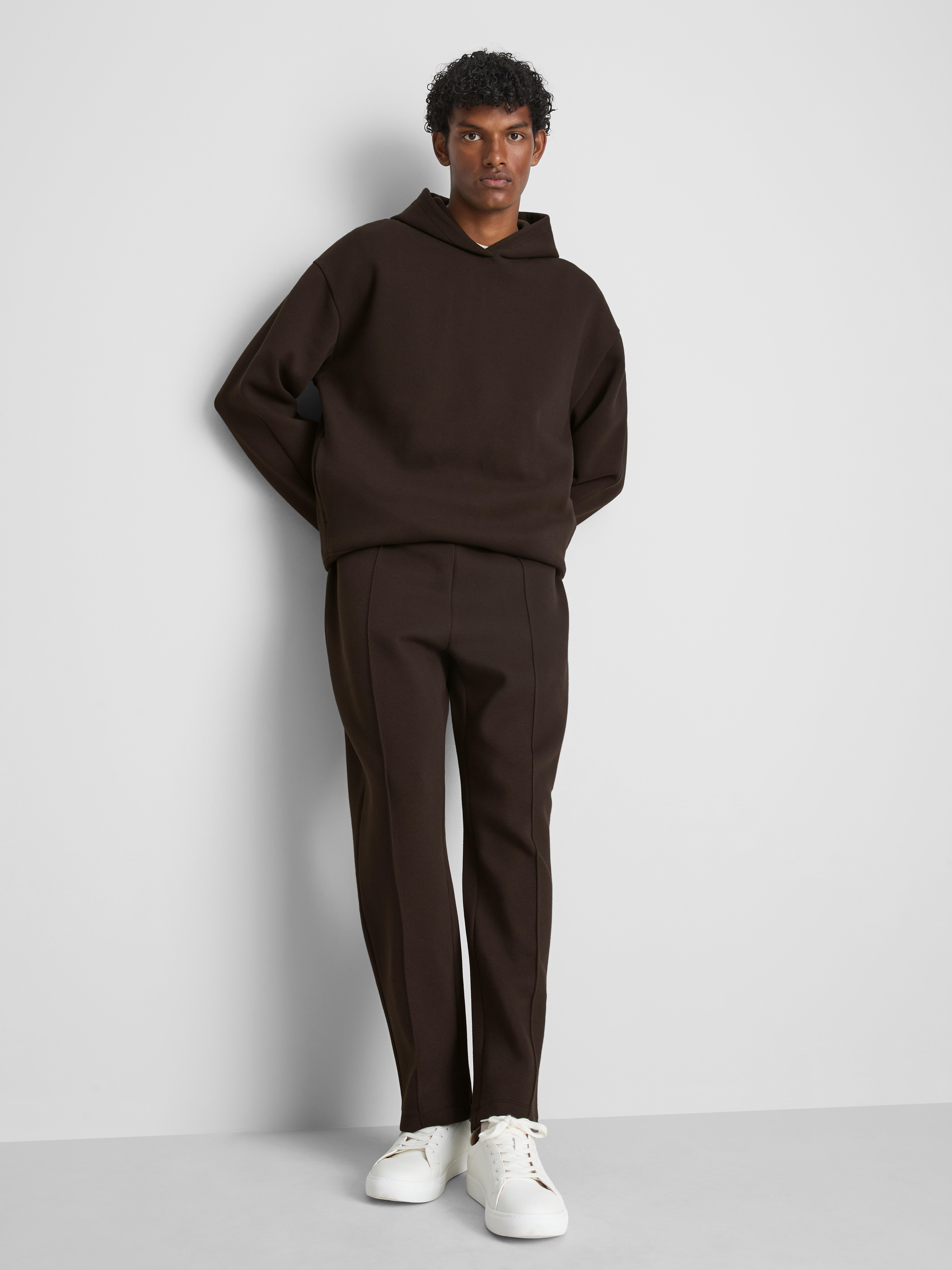 The Edit Pique Drawstring Joggers - Dark Brown