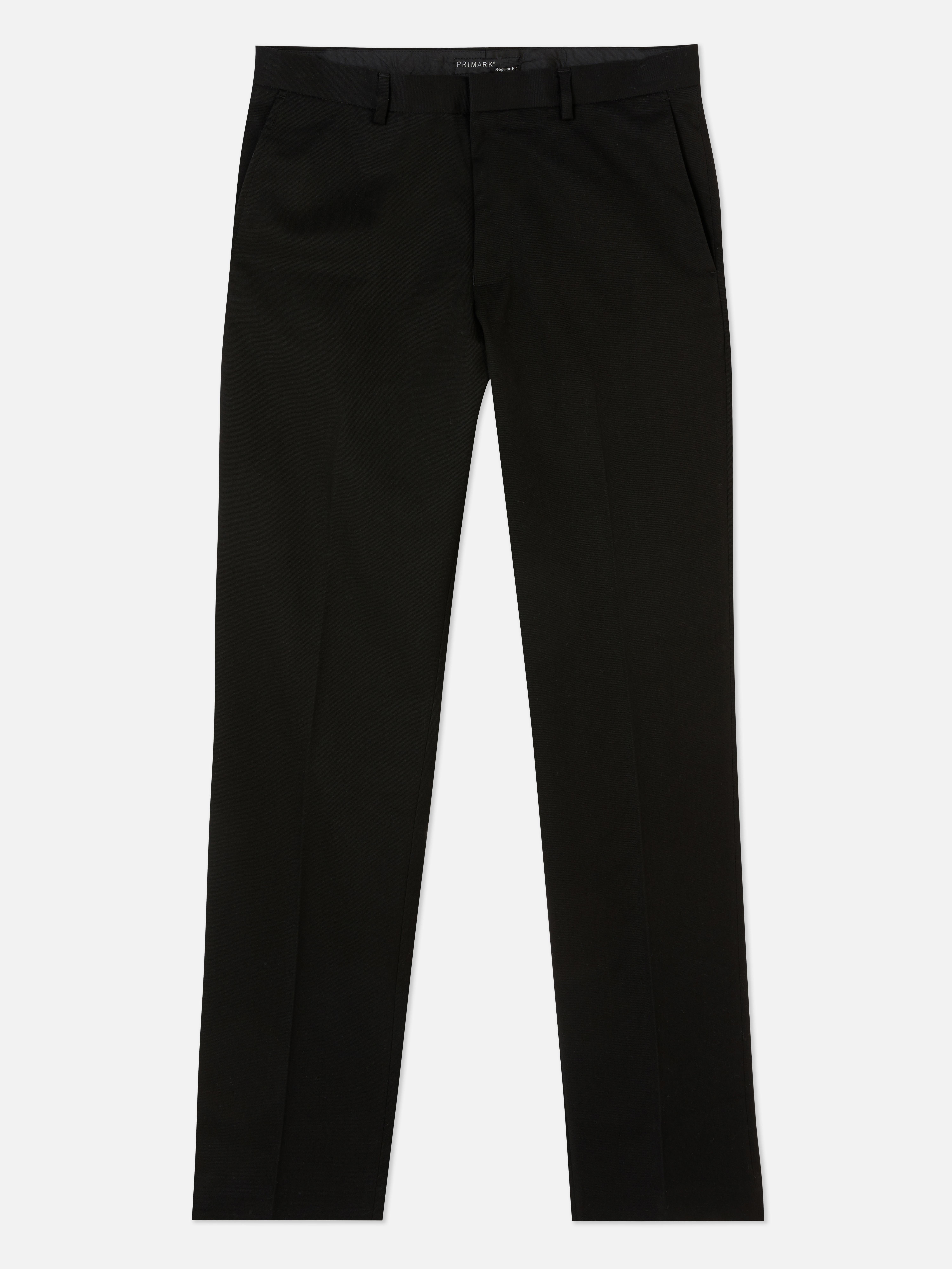 Straight Leg Twill Pants - Black