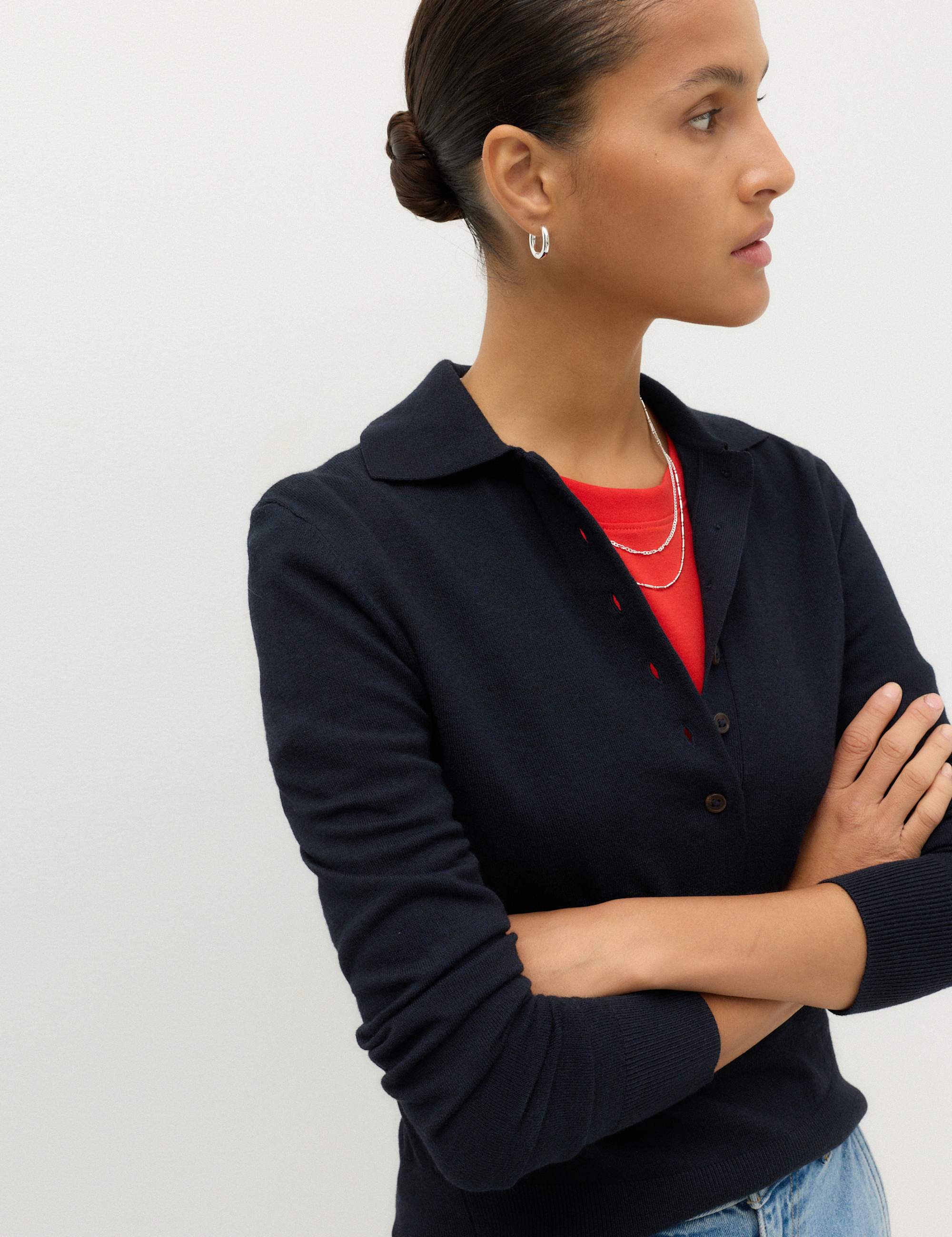Collared Slim Jumper with Wool