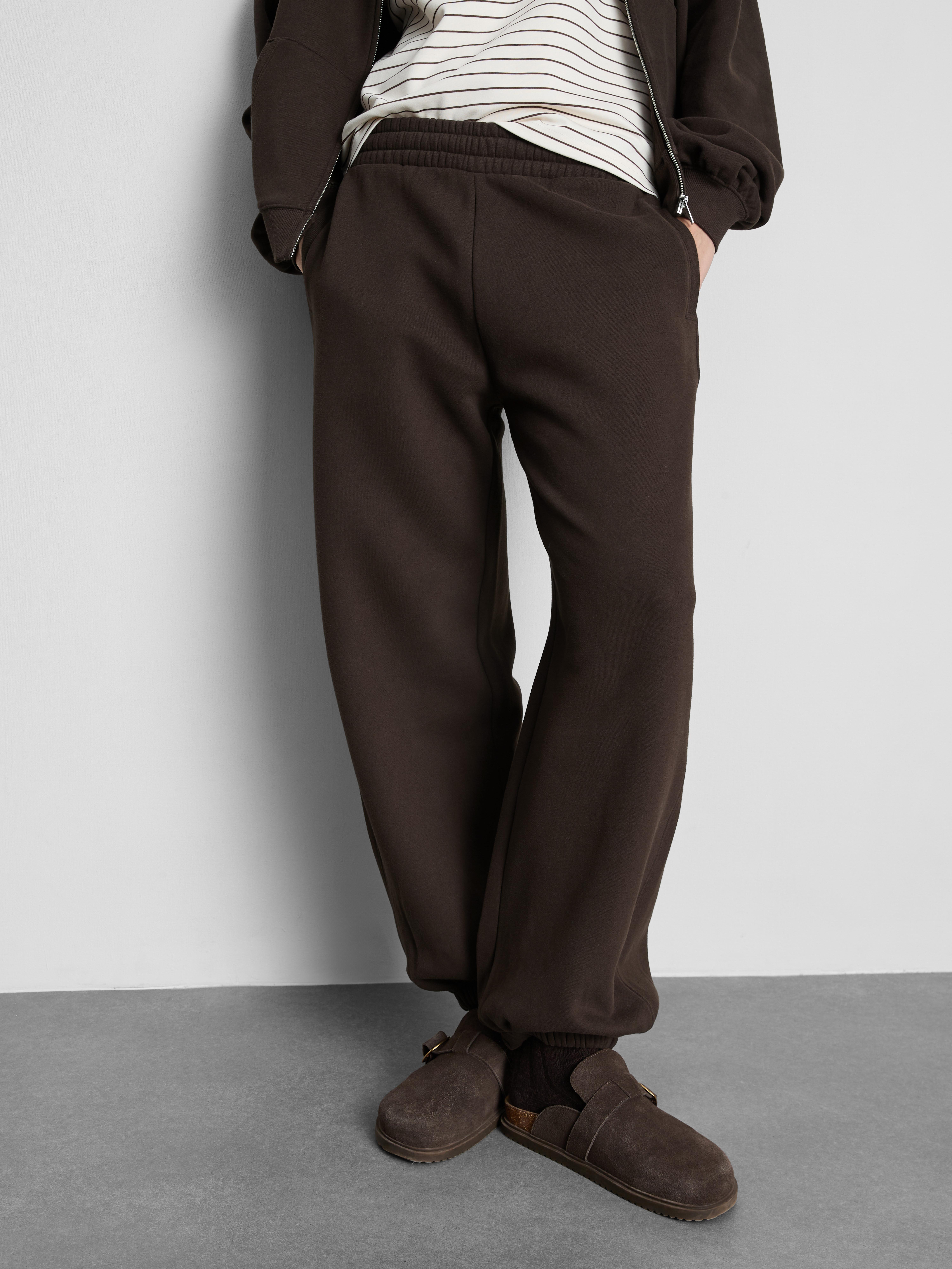 Cotton-Rich Relaxed Cuffed Joggers - Chocolate