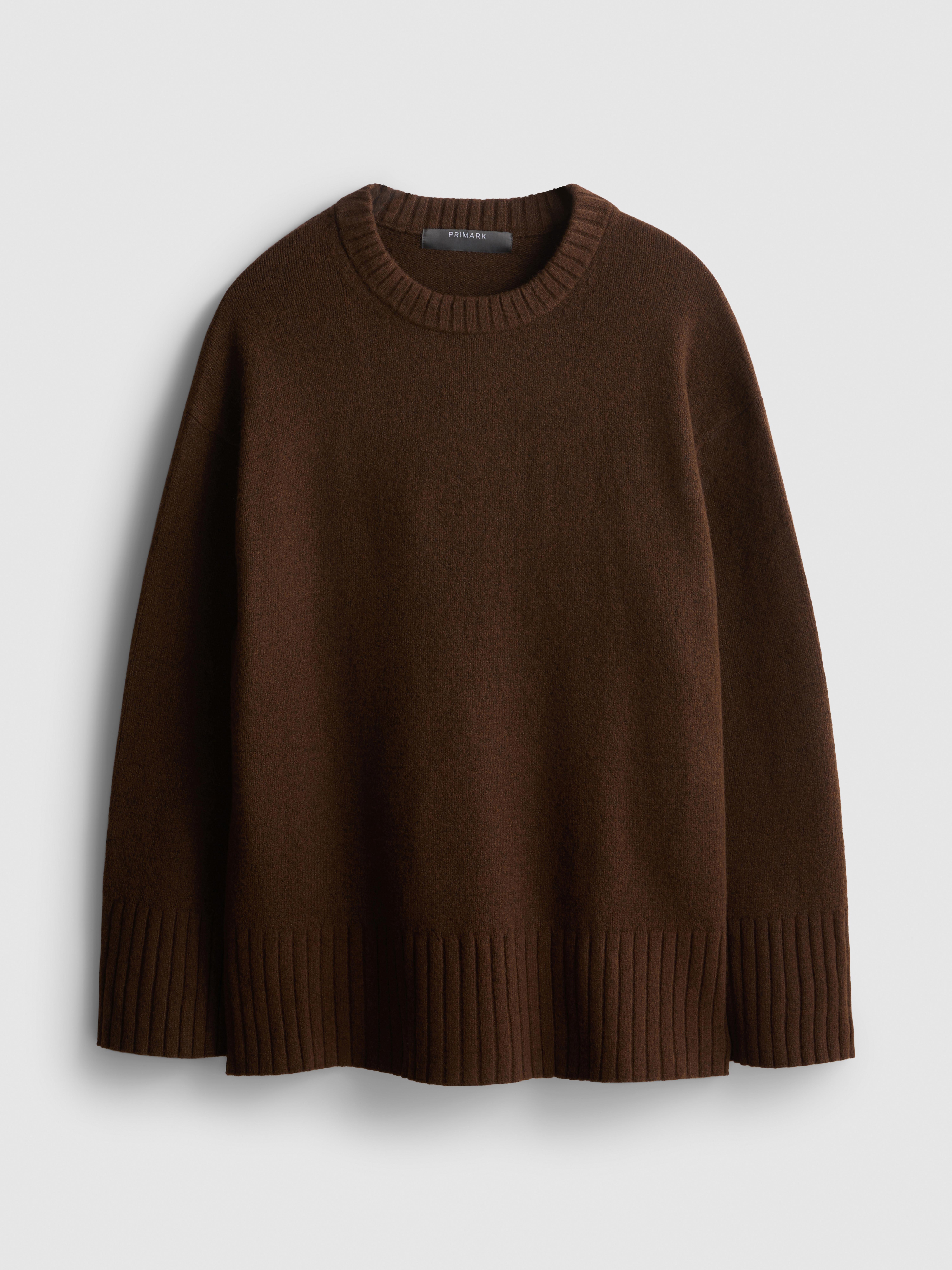 Knitted Wide-Sleeve Sweater - Chocolate