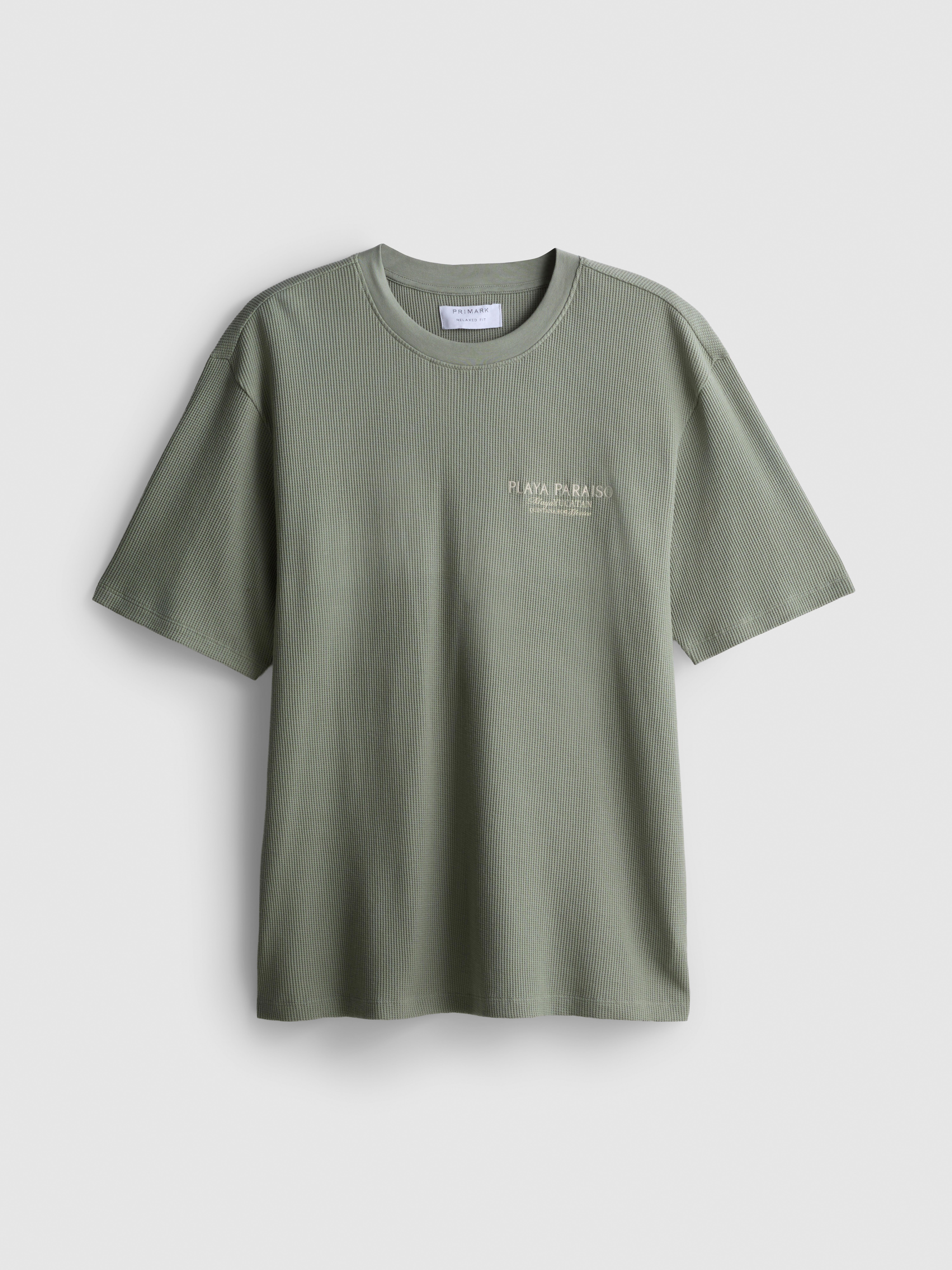 Pure Cotton Waffle T-Shirt - Green