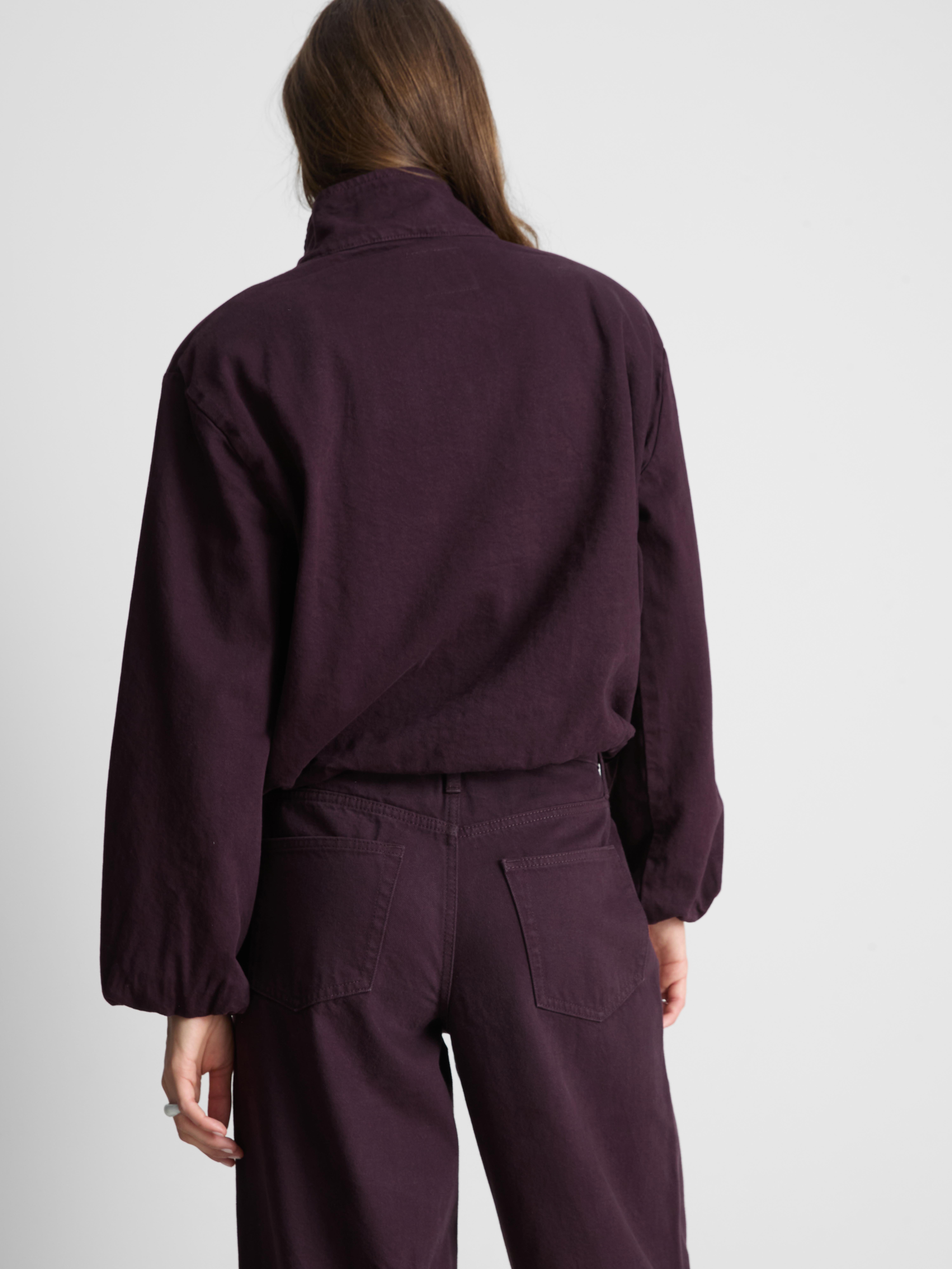 Paula Echevarría Funnel Neck Denim Jacket - Plum