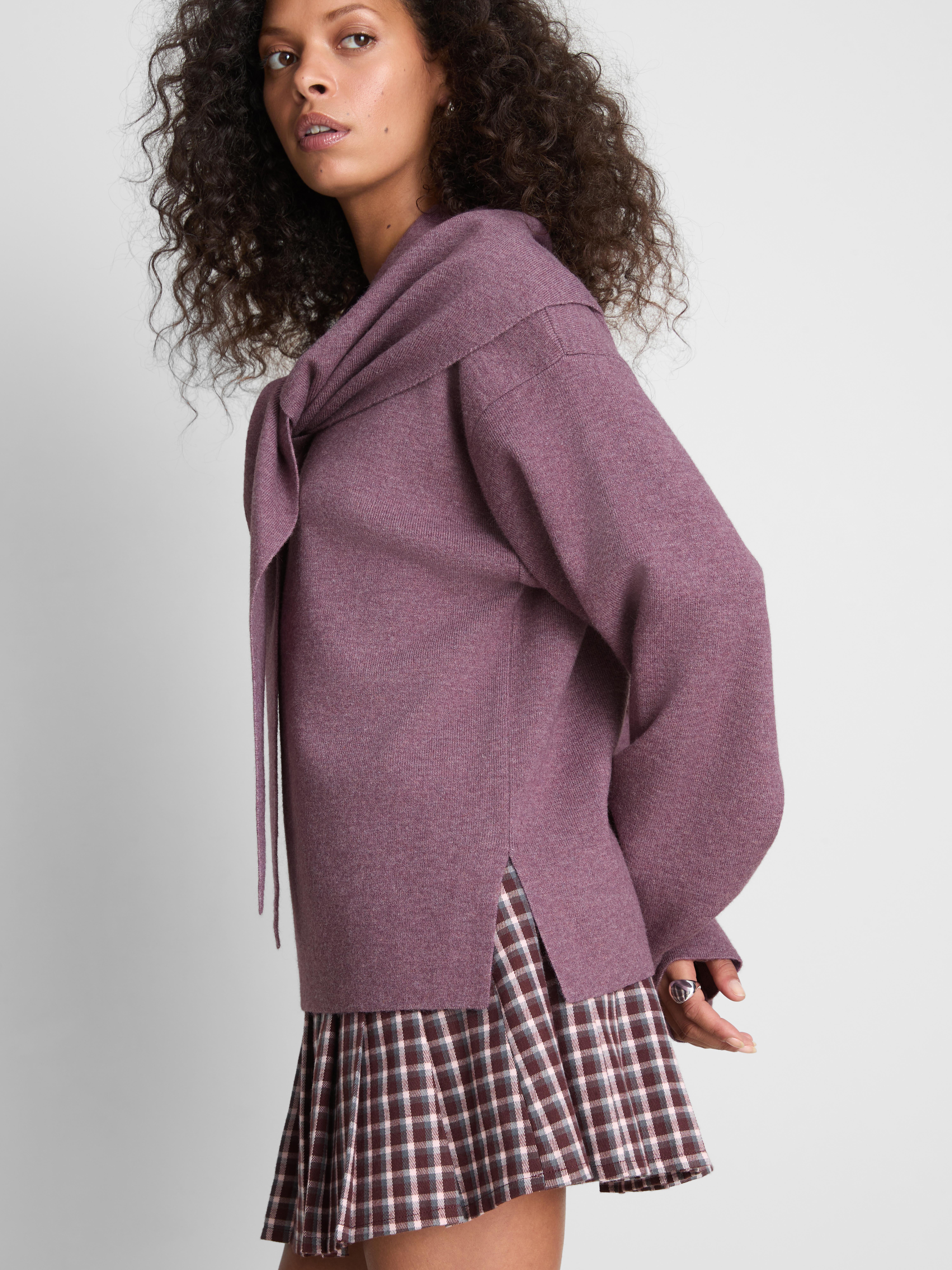 Paula Echevarría Scarf Detail Sweater - Light Purple