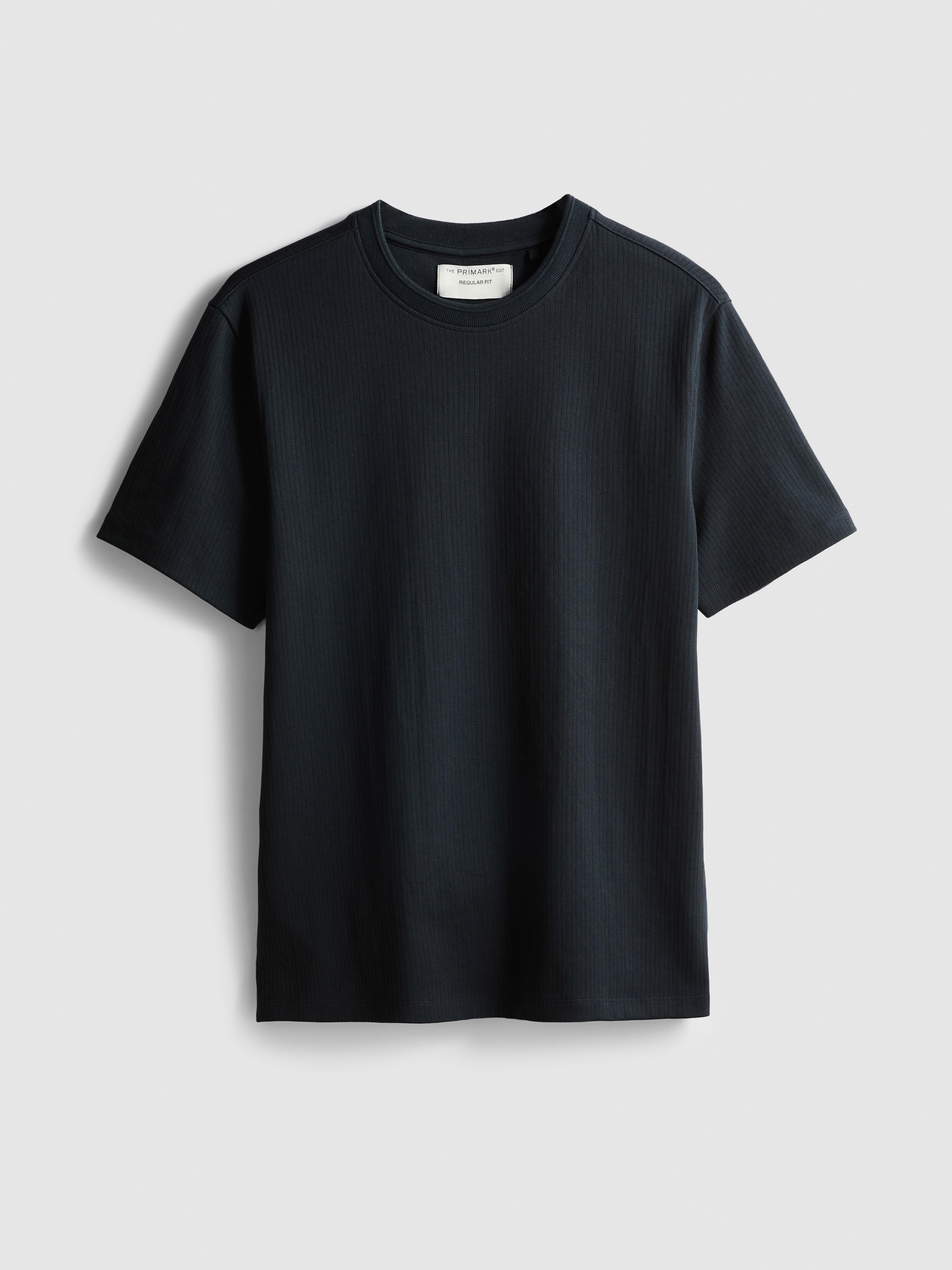 The Edit Ribbed Roundneck T-Shirt - Navy