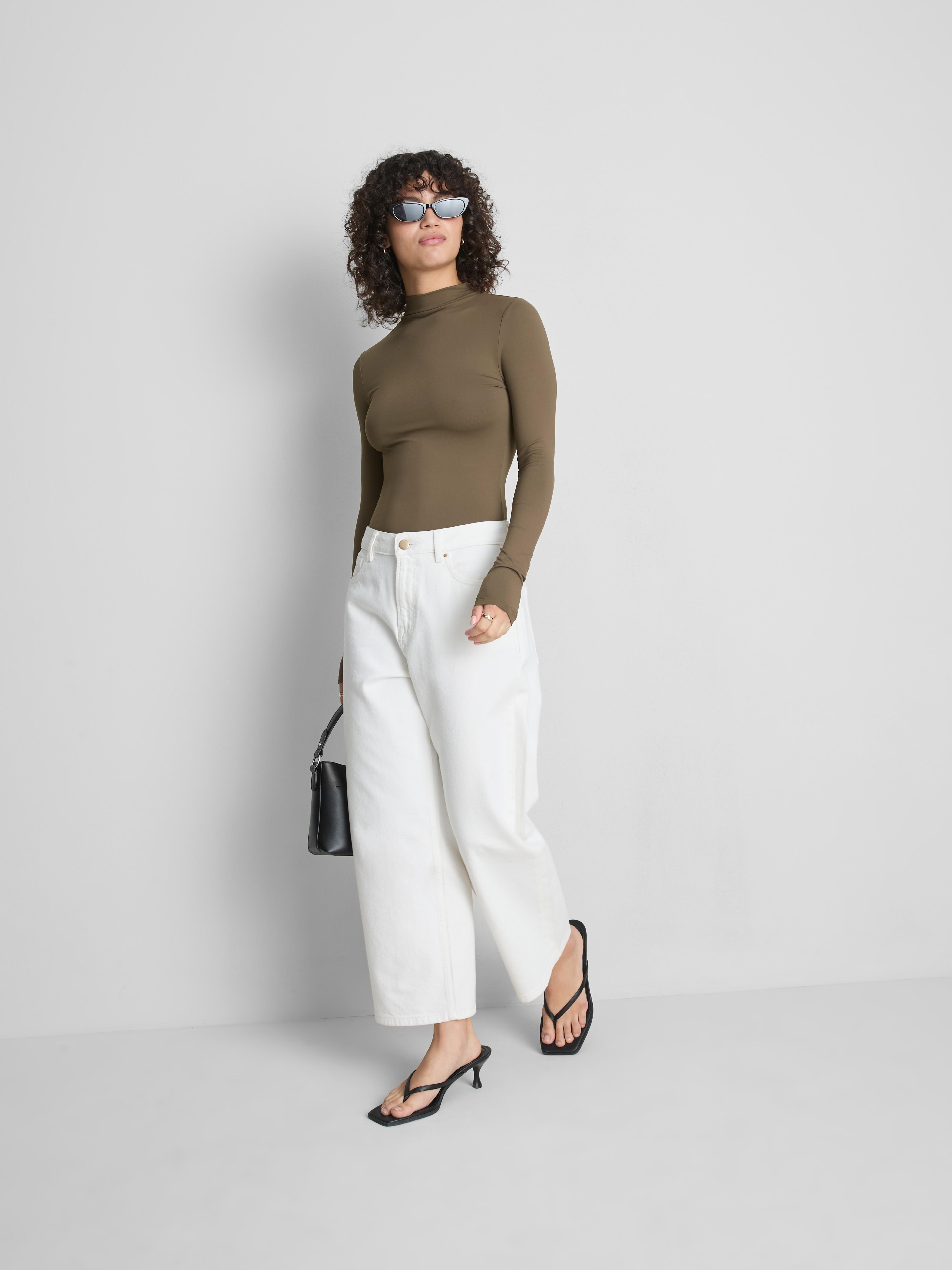 Second Skin High-Neck Long-Sleeve Top - Light Brown