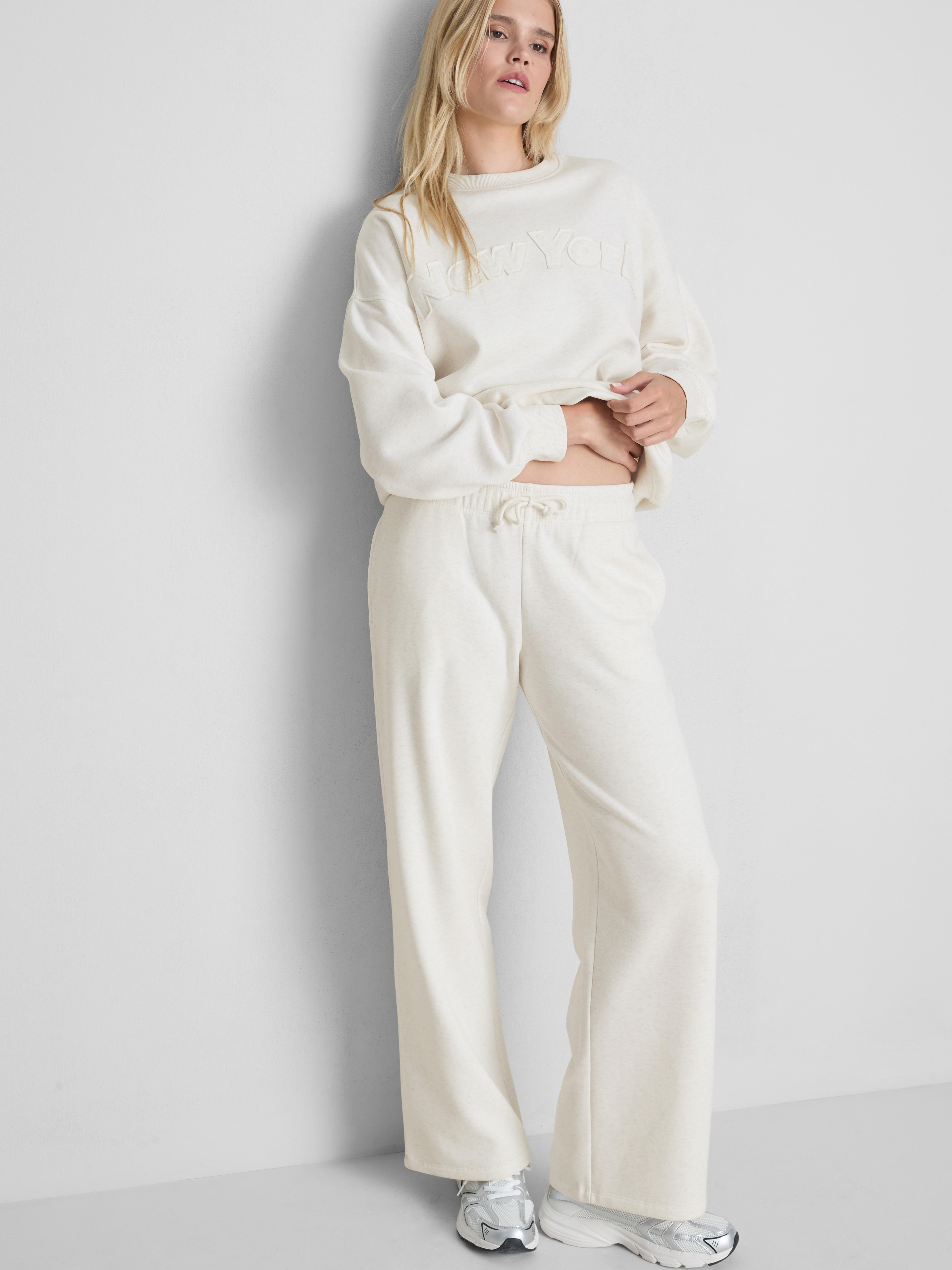 Cotton-Rich Wide-Leg Appliqué Joggers - Oatmeal