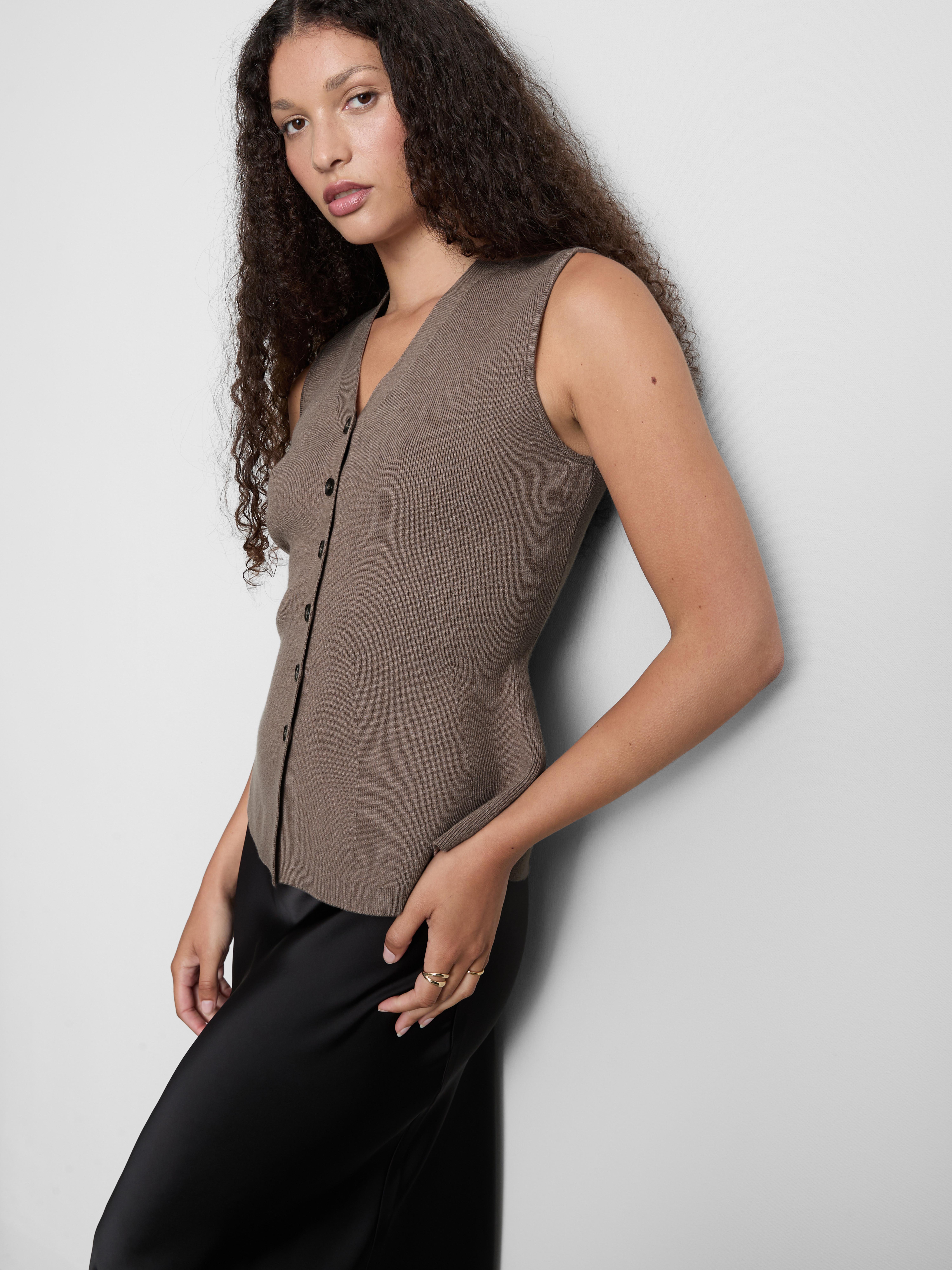 The Edit Knitted Sleeveless Peplum Waistcoat - Natural