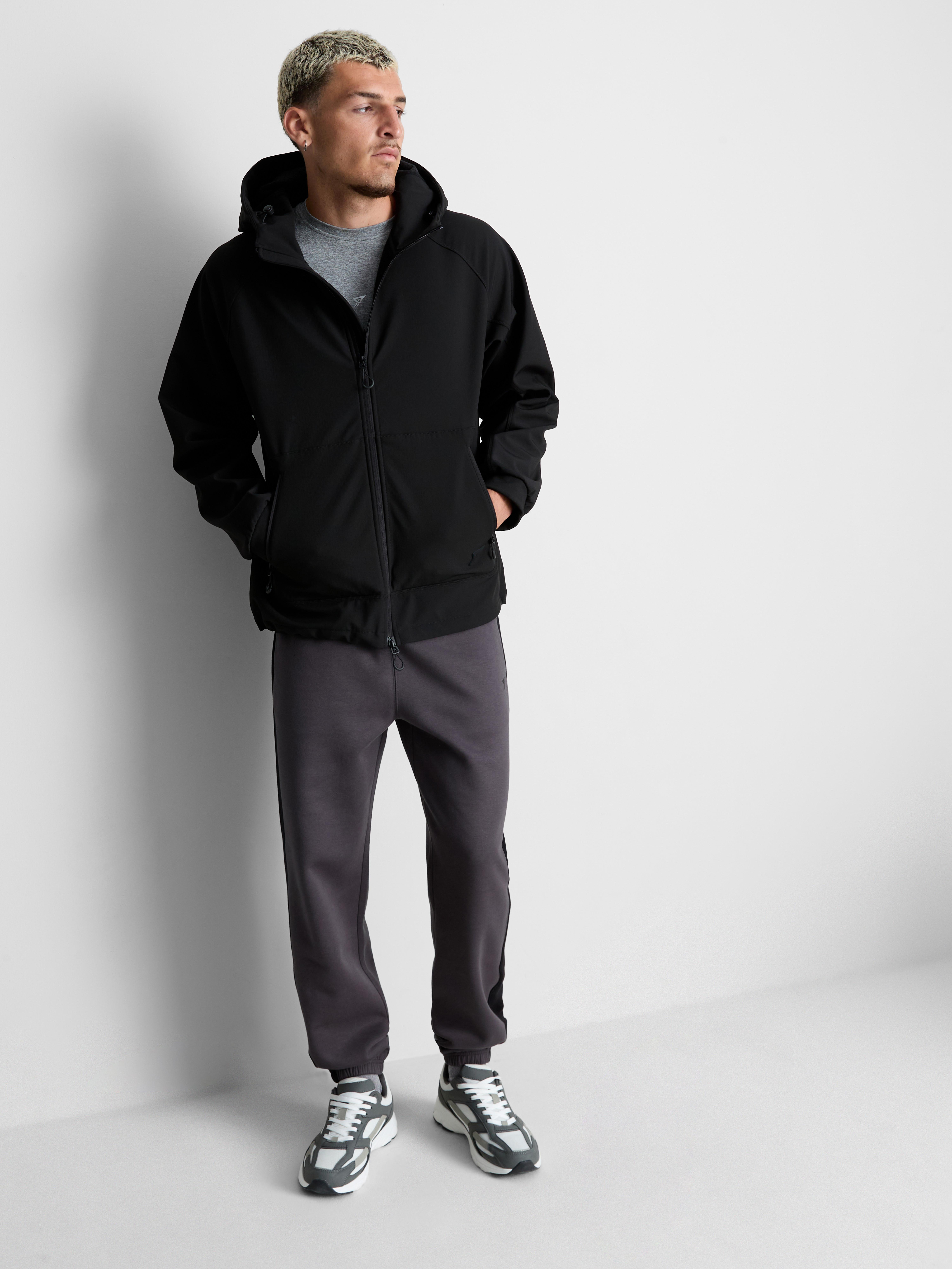 Zip-Up Hooded Performance Jacket - Black