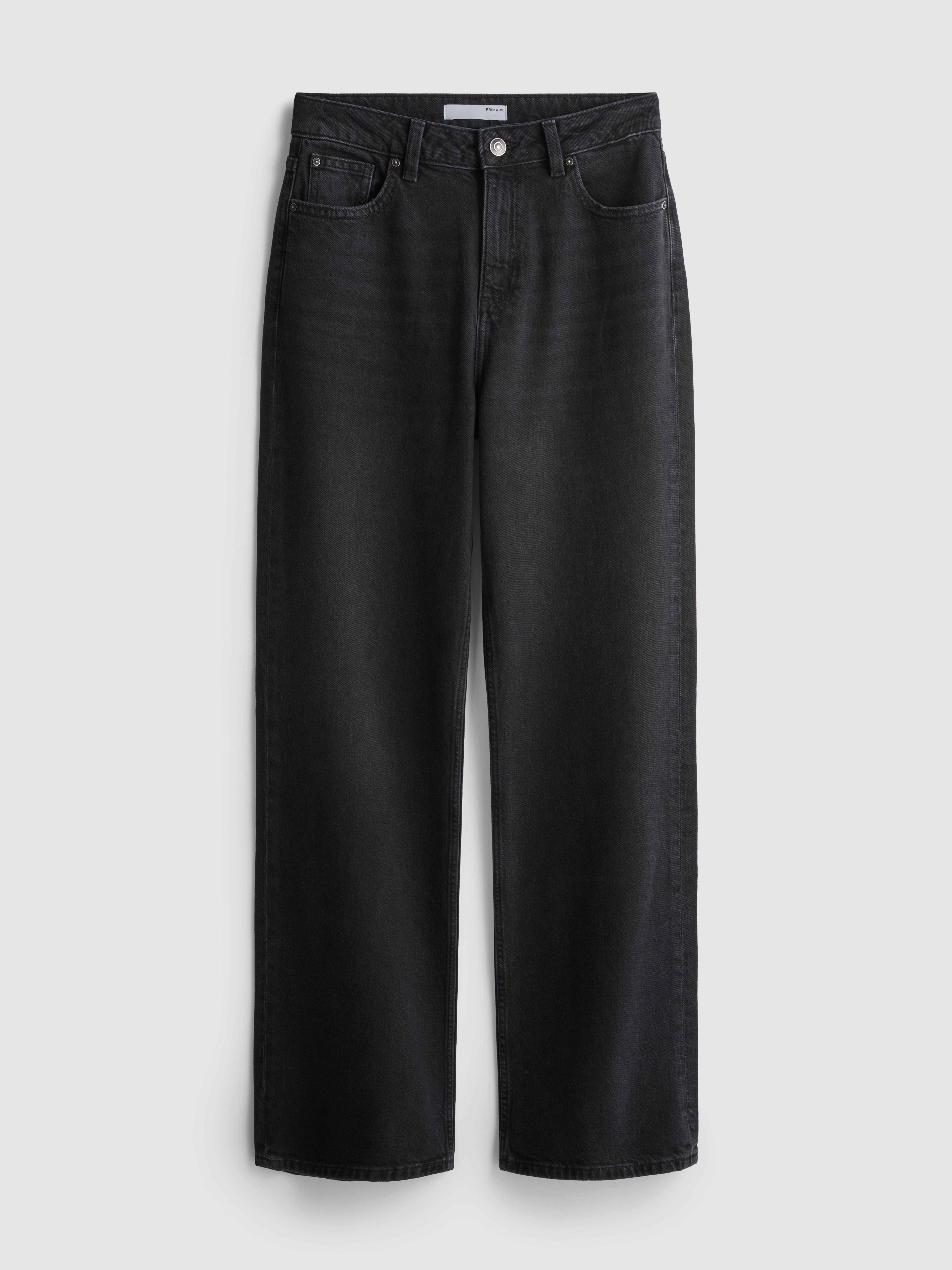 High-Waisted Straight-Leg Jeans - Black