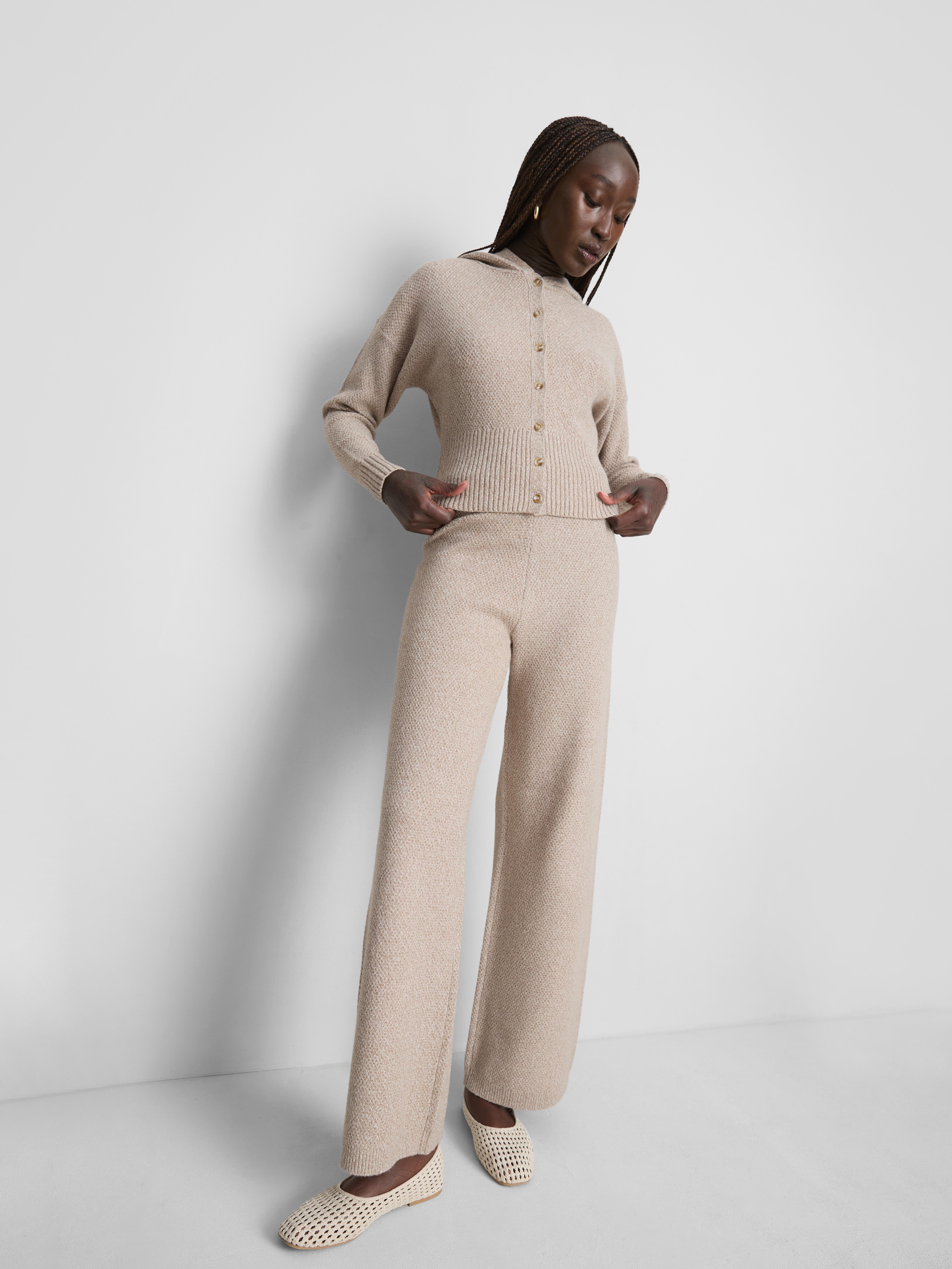 Knit Hooded Cardigan - Beige
