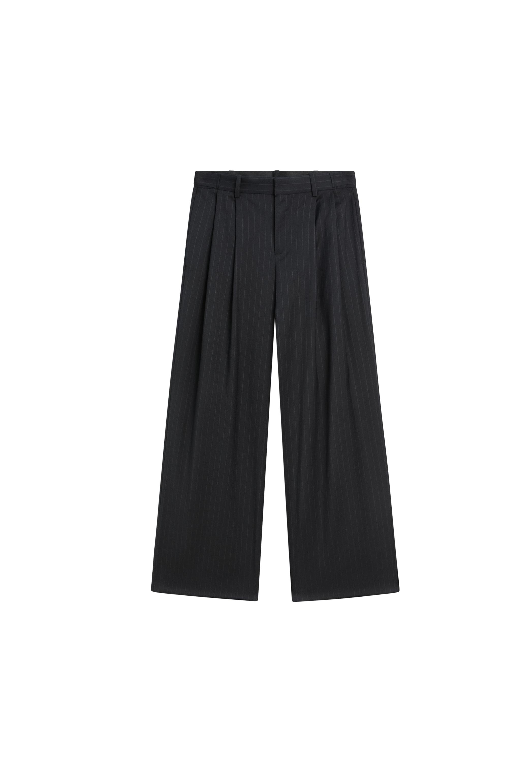 Pinstripe wool suit pants - NAVY BLUE