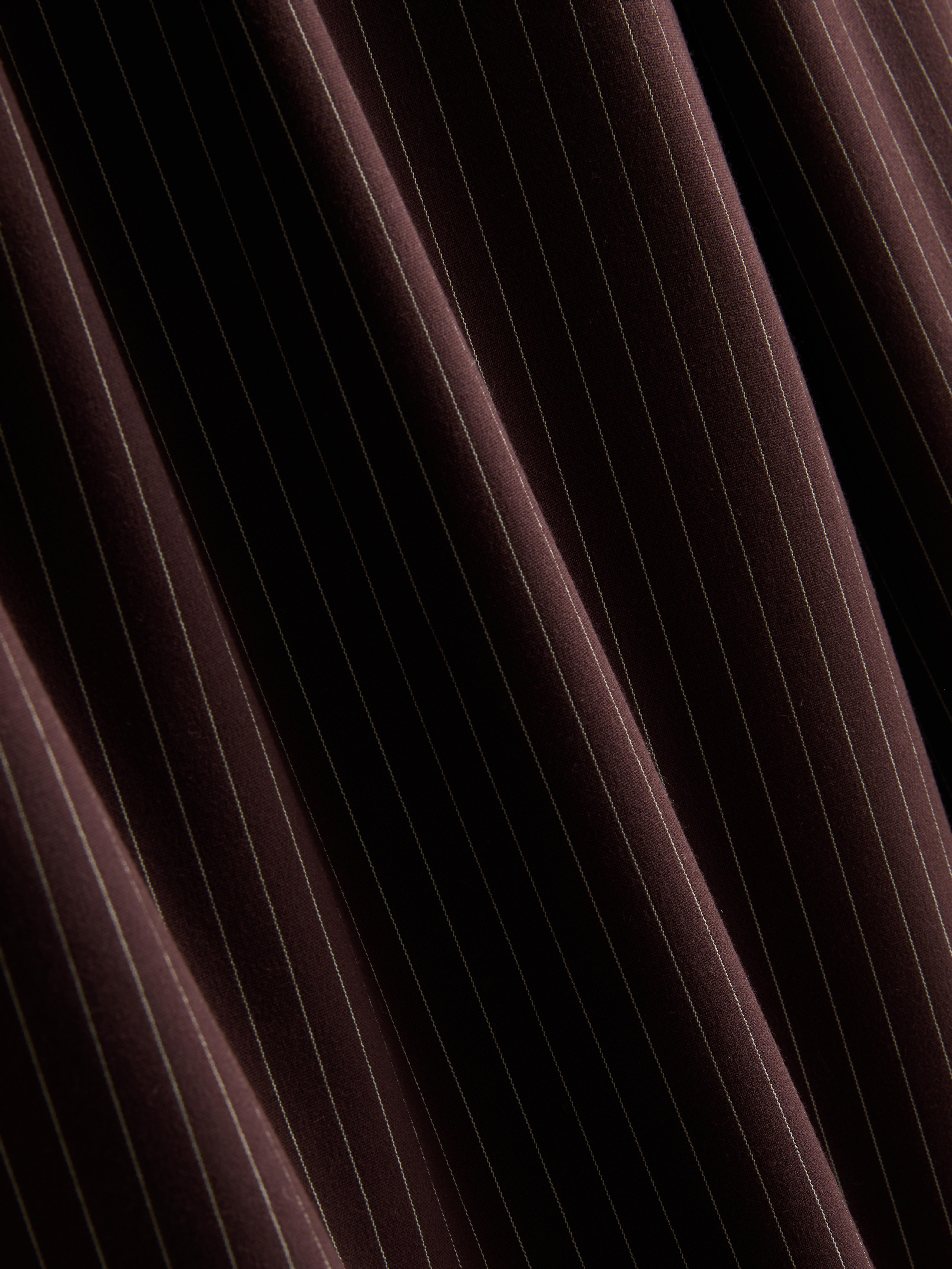 Pleated Pinstripe Wide-Leg Pants - Burgundy