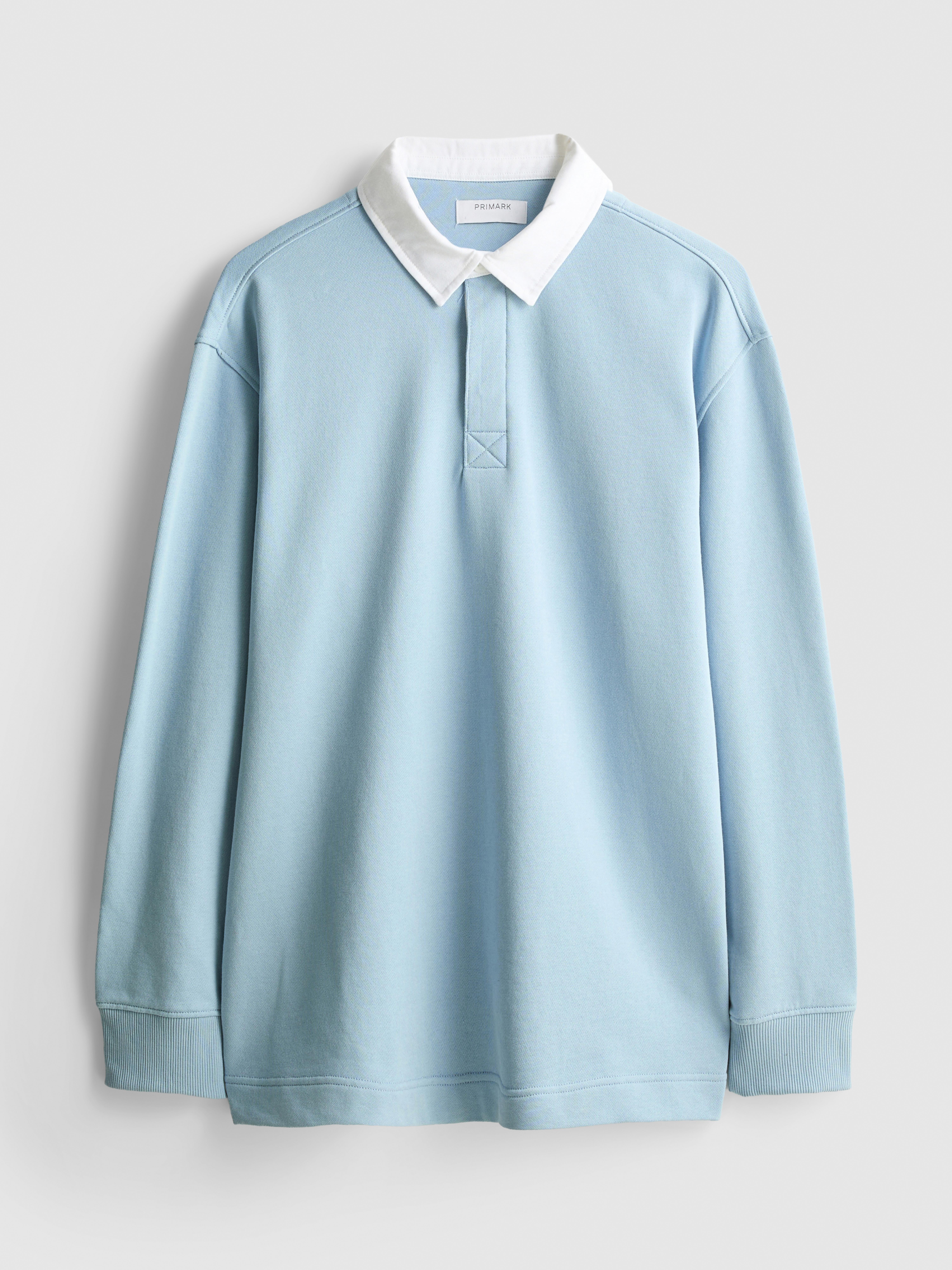 Cotton-Rich Oversized Collared Shirt - Light Blue