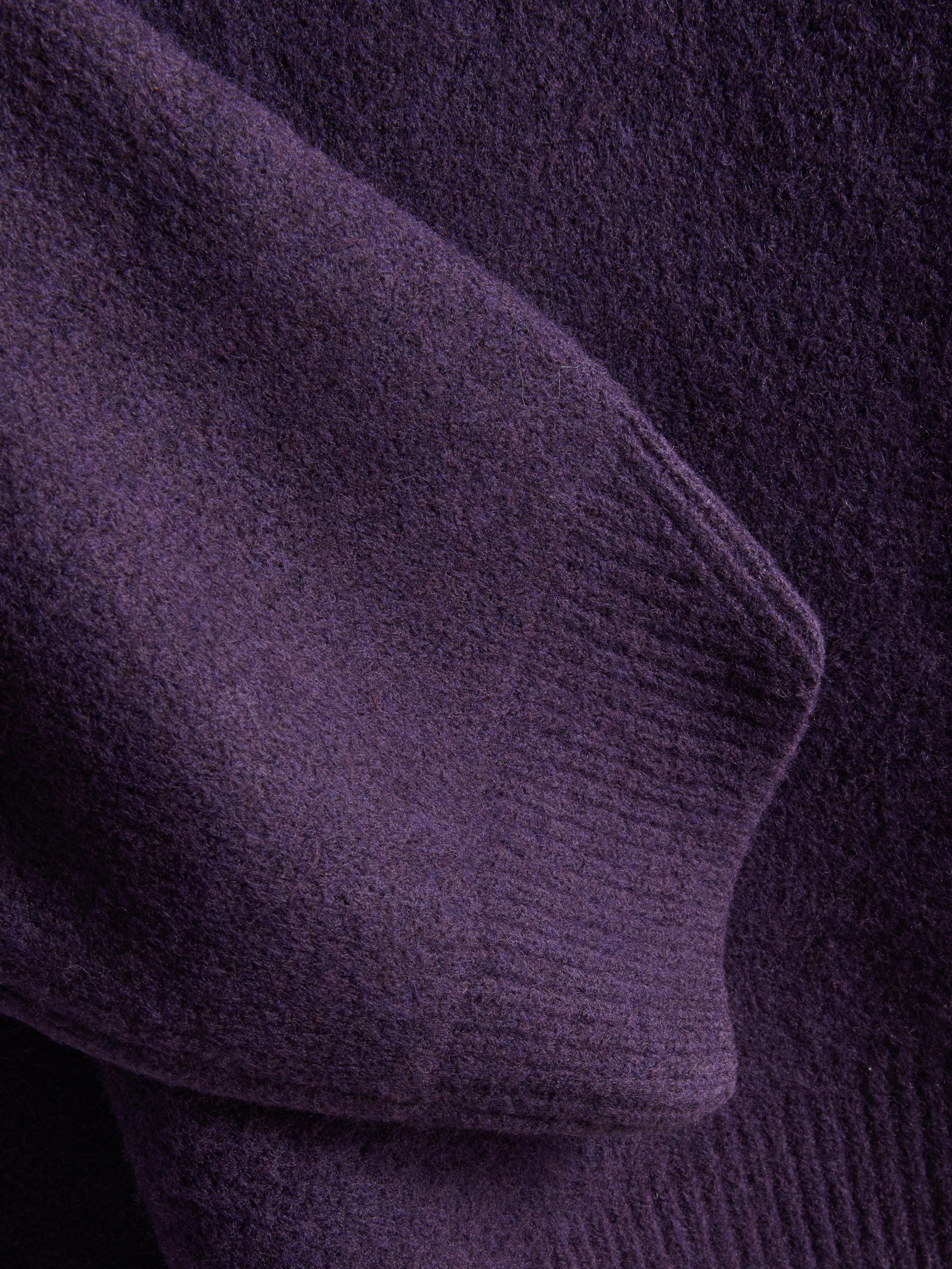 Wool Blend Oversized Crew Neck Sweater - Dark Purple