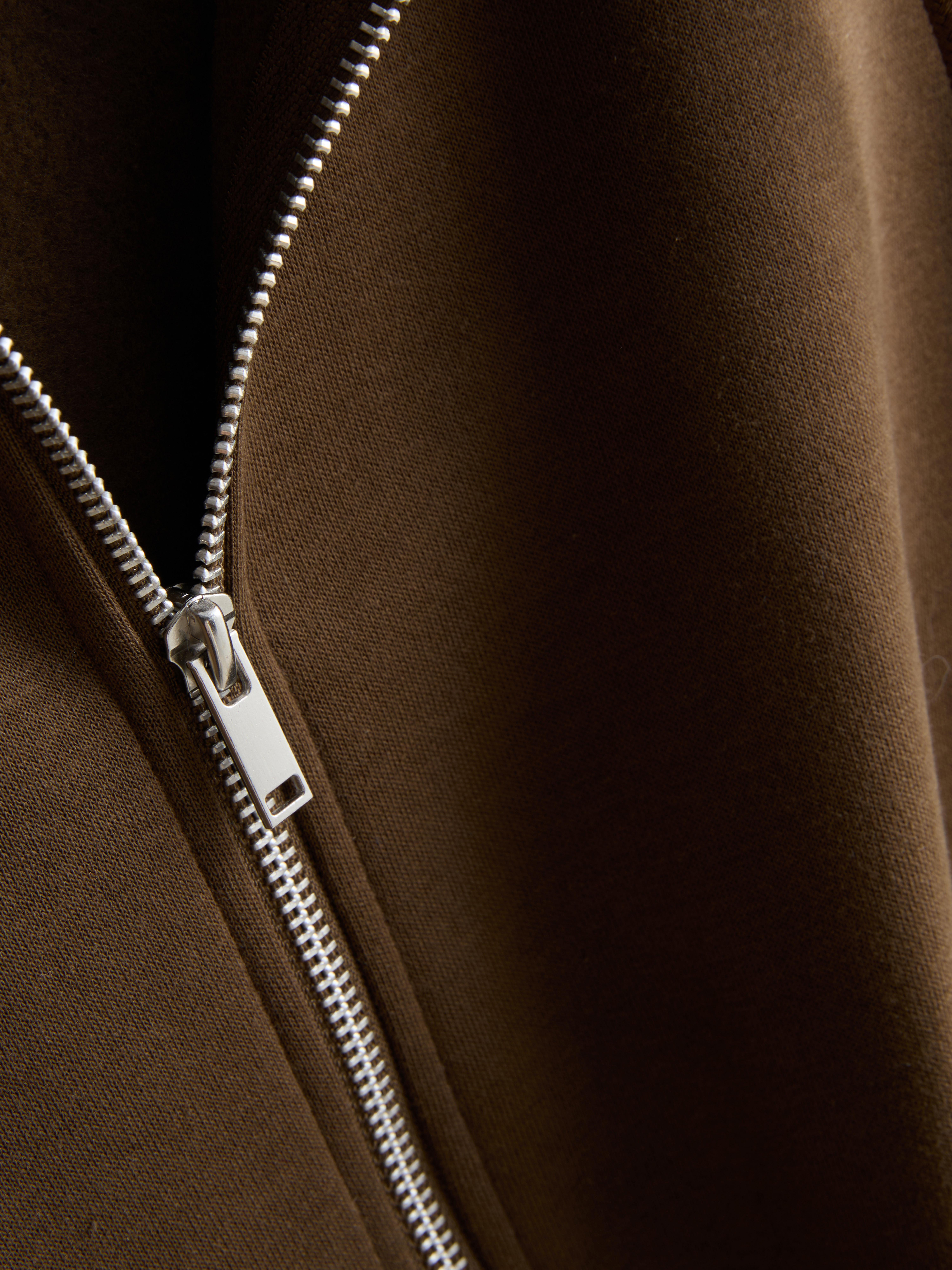 Essential Cotton Blend Zip Through Hoodie - Olive