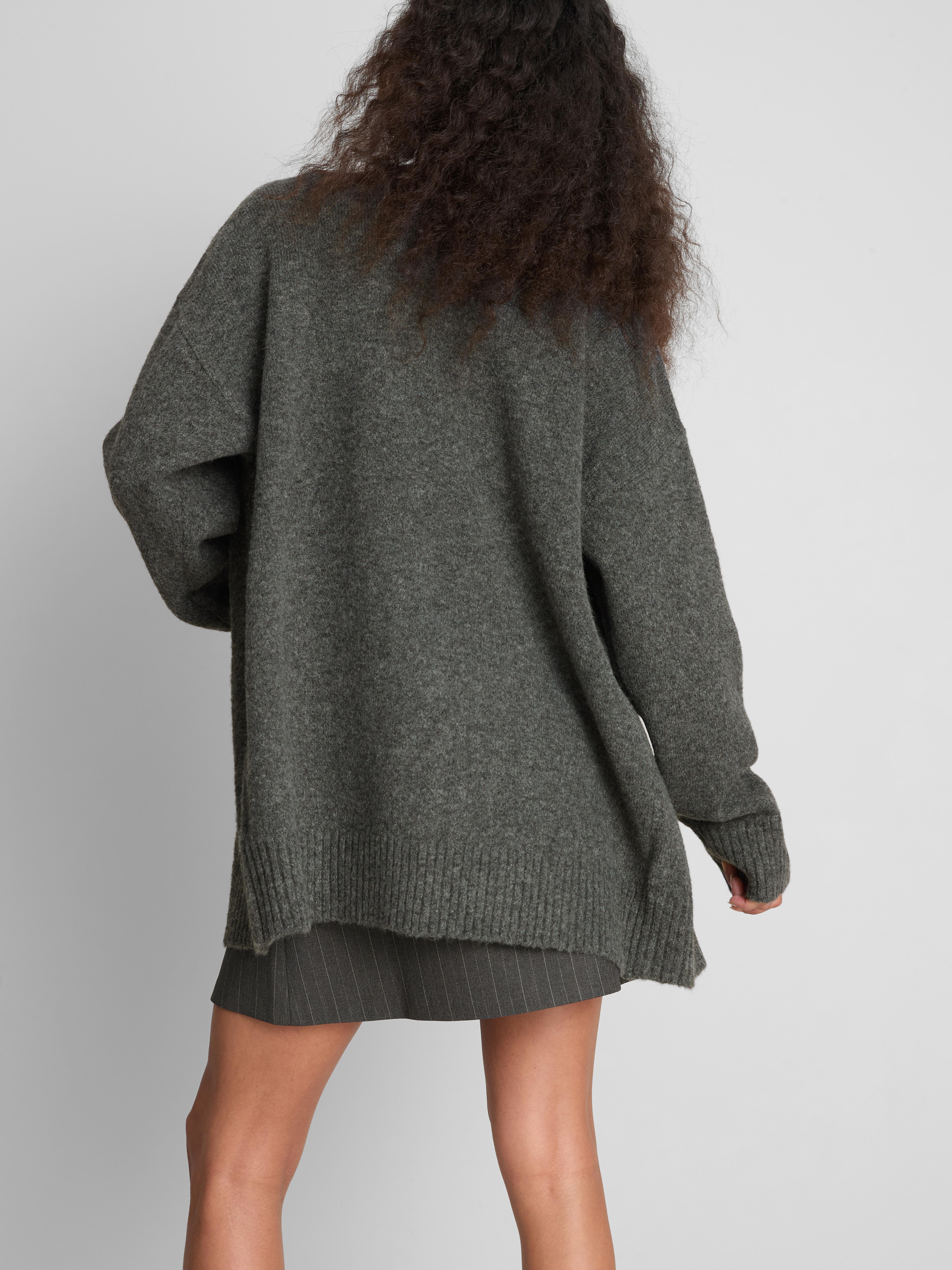 Classic Relaxed Knitted Cardigan - Charcoal Heather