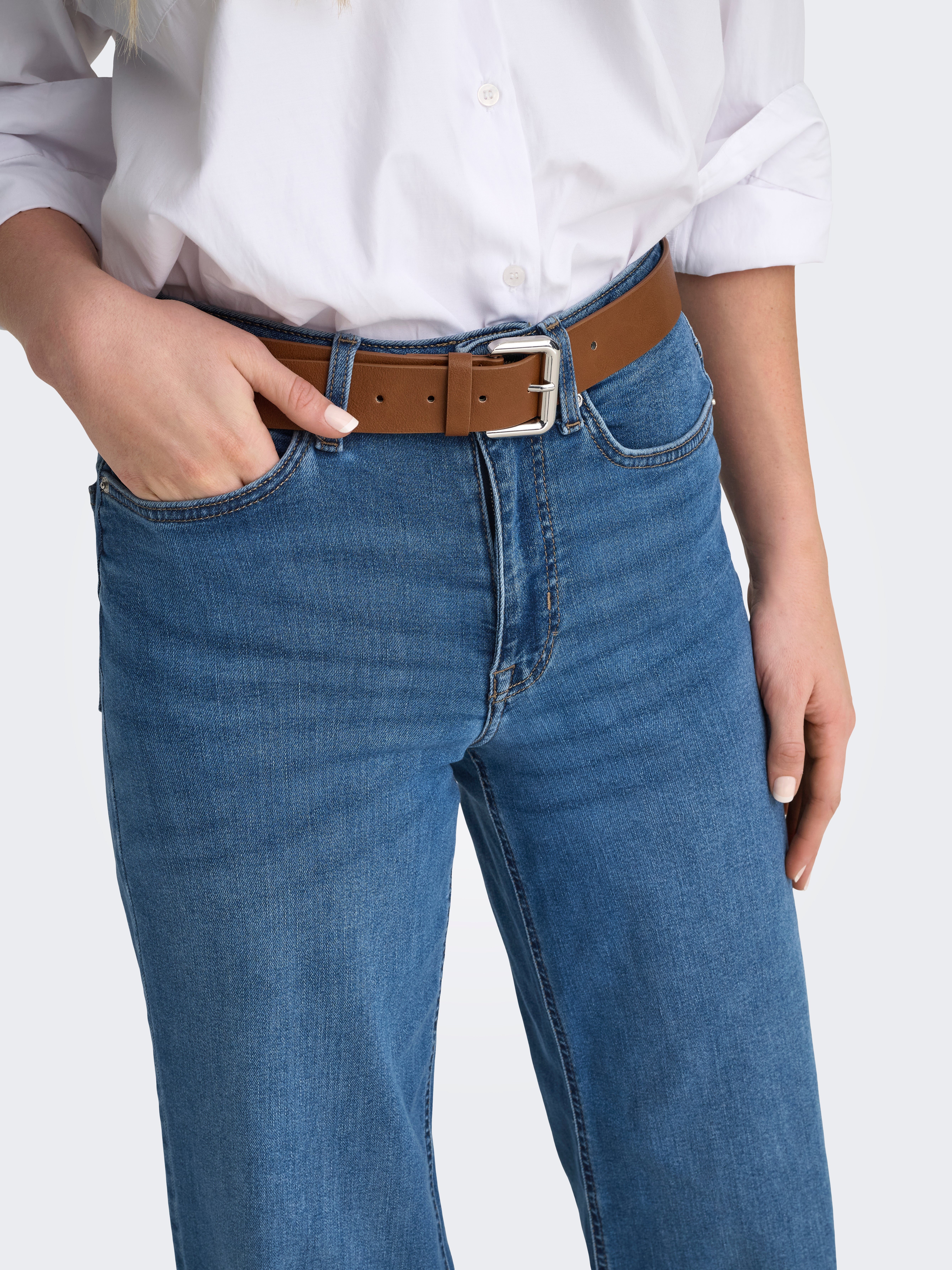 ONLMADISON High waist Wide Leg Fit Jeans Medium Blue Denim