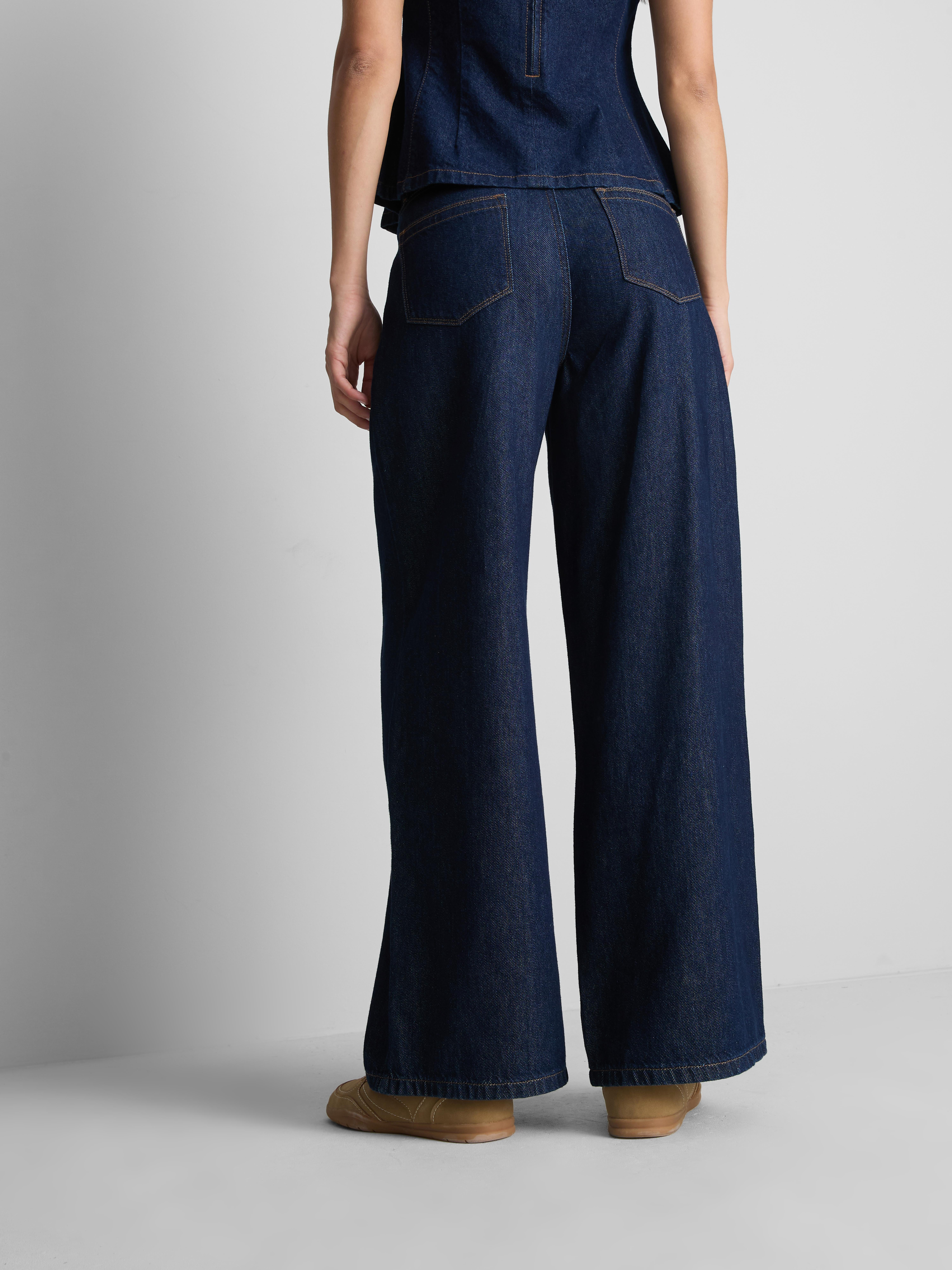 Paula Echevarría Pleat-Front Wide-Leg Jeans - Indigo