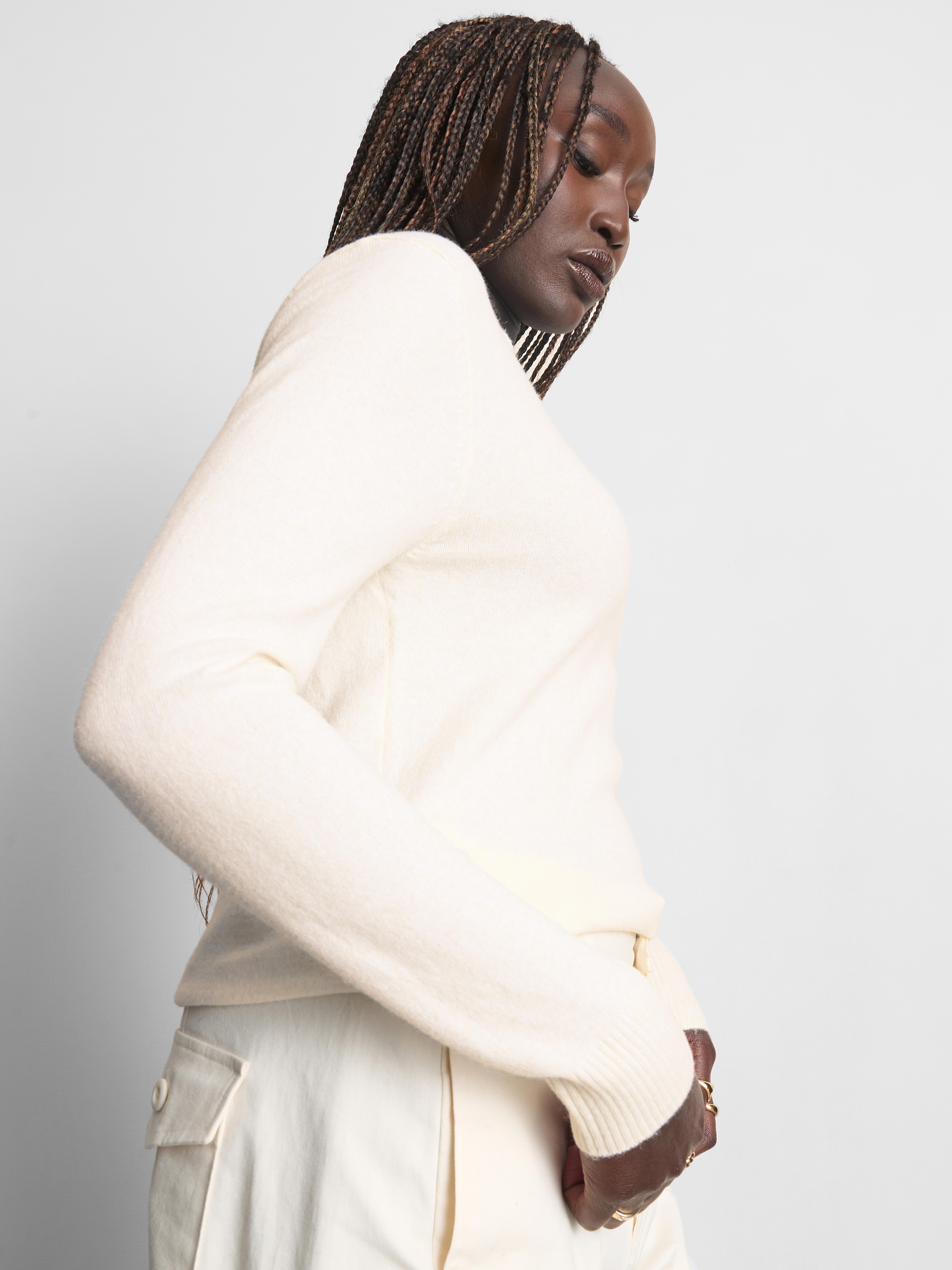 Knitted V-Neck Sweater - Ivory