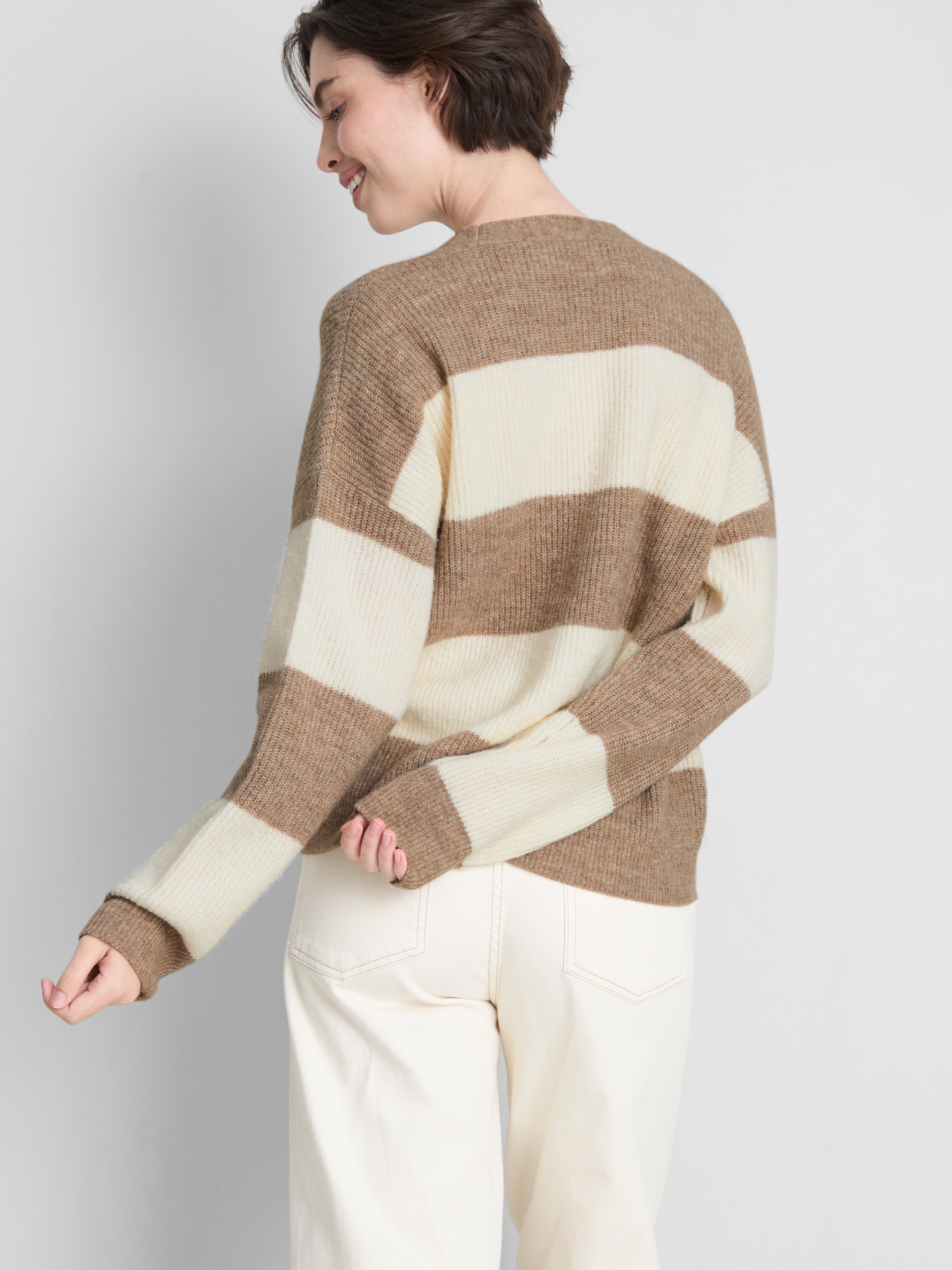 Soft Rib V-Neck Cardigan - Oatmeal