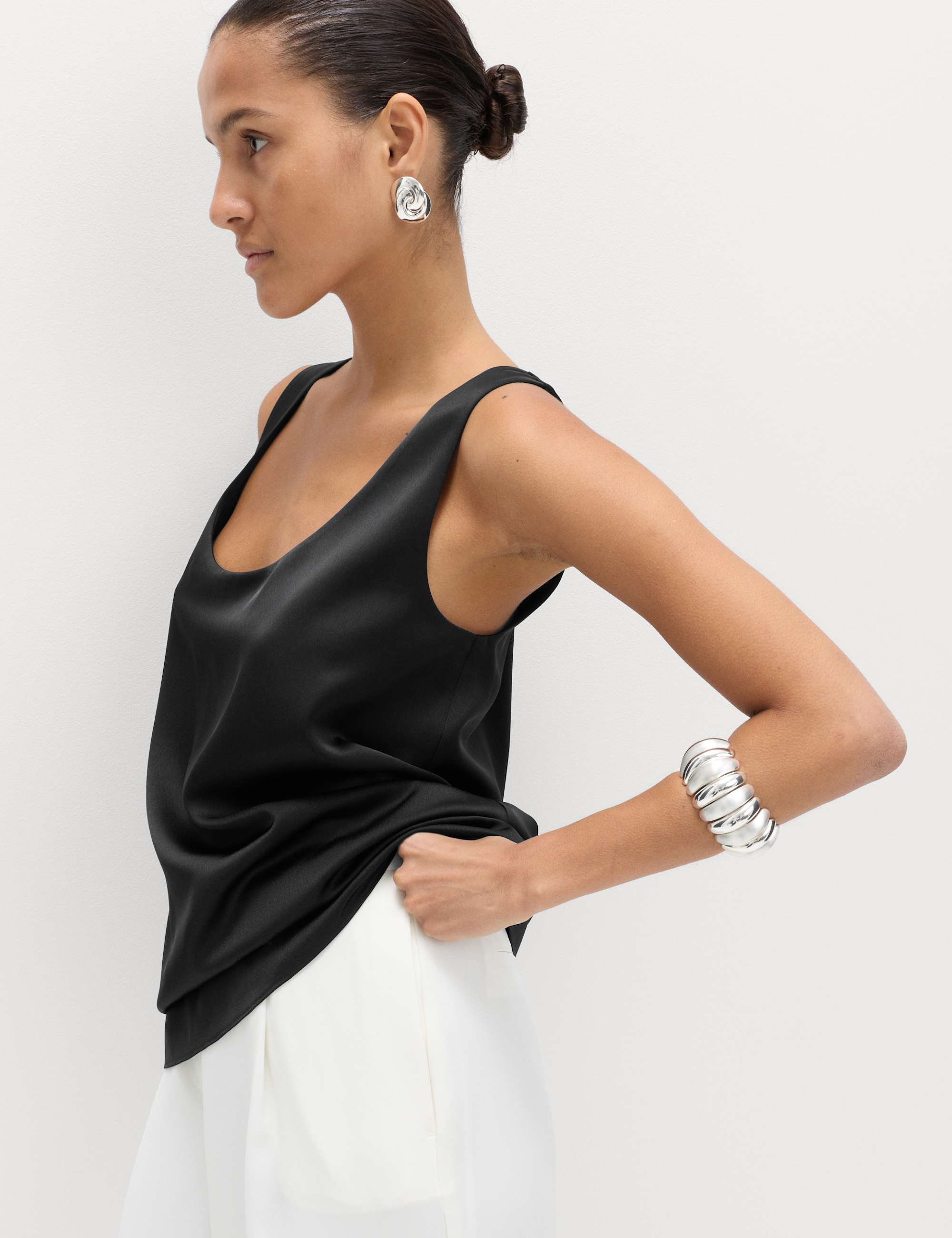 Satin Scoop Neck Cami Top