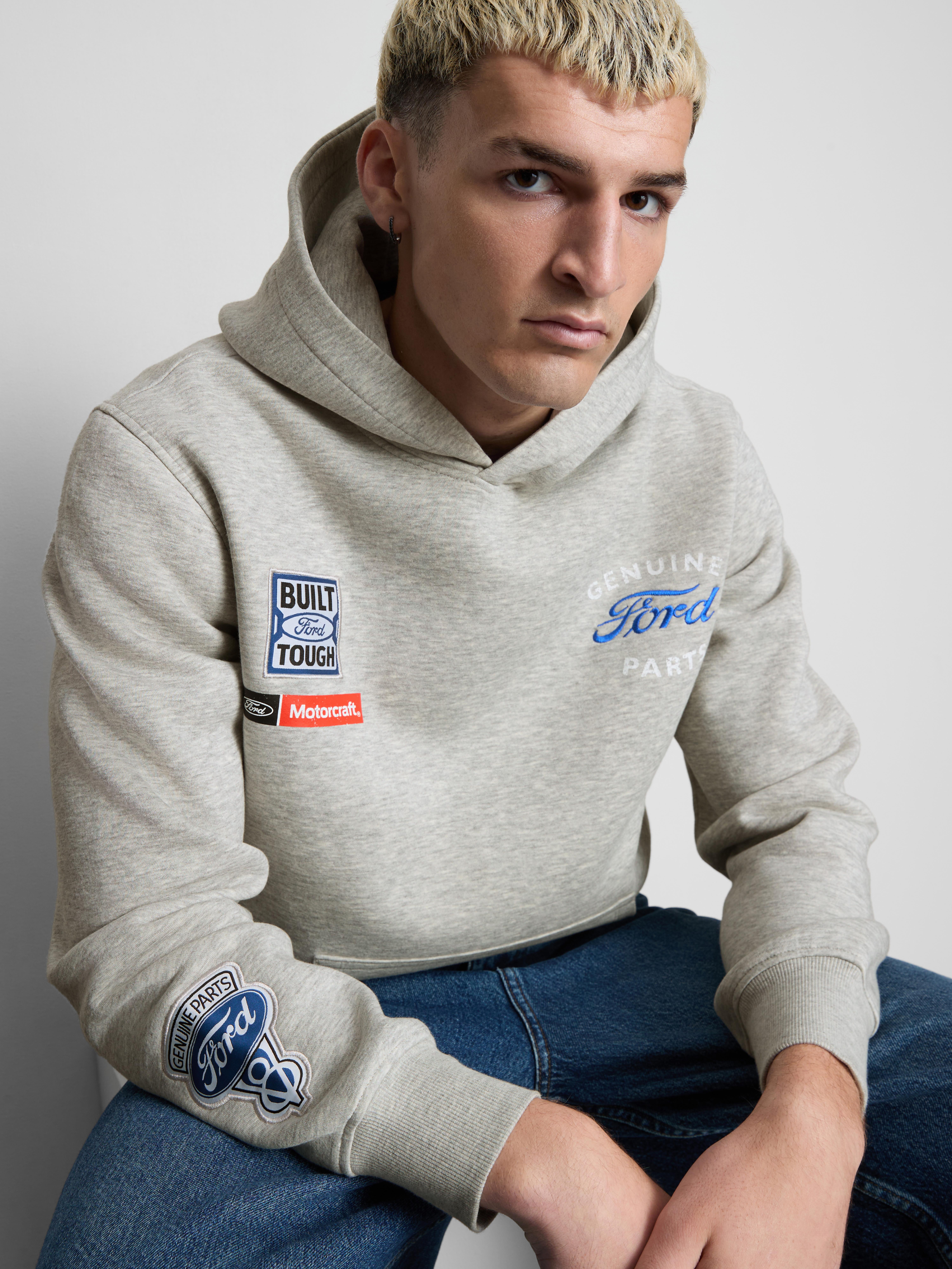Ford Cotton Rich Badge Hoodie - Gray Heather