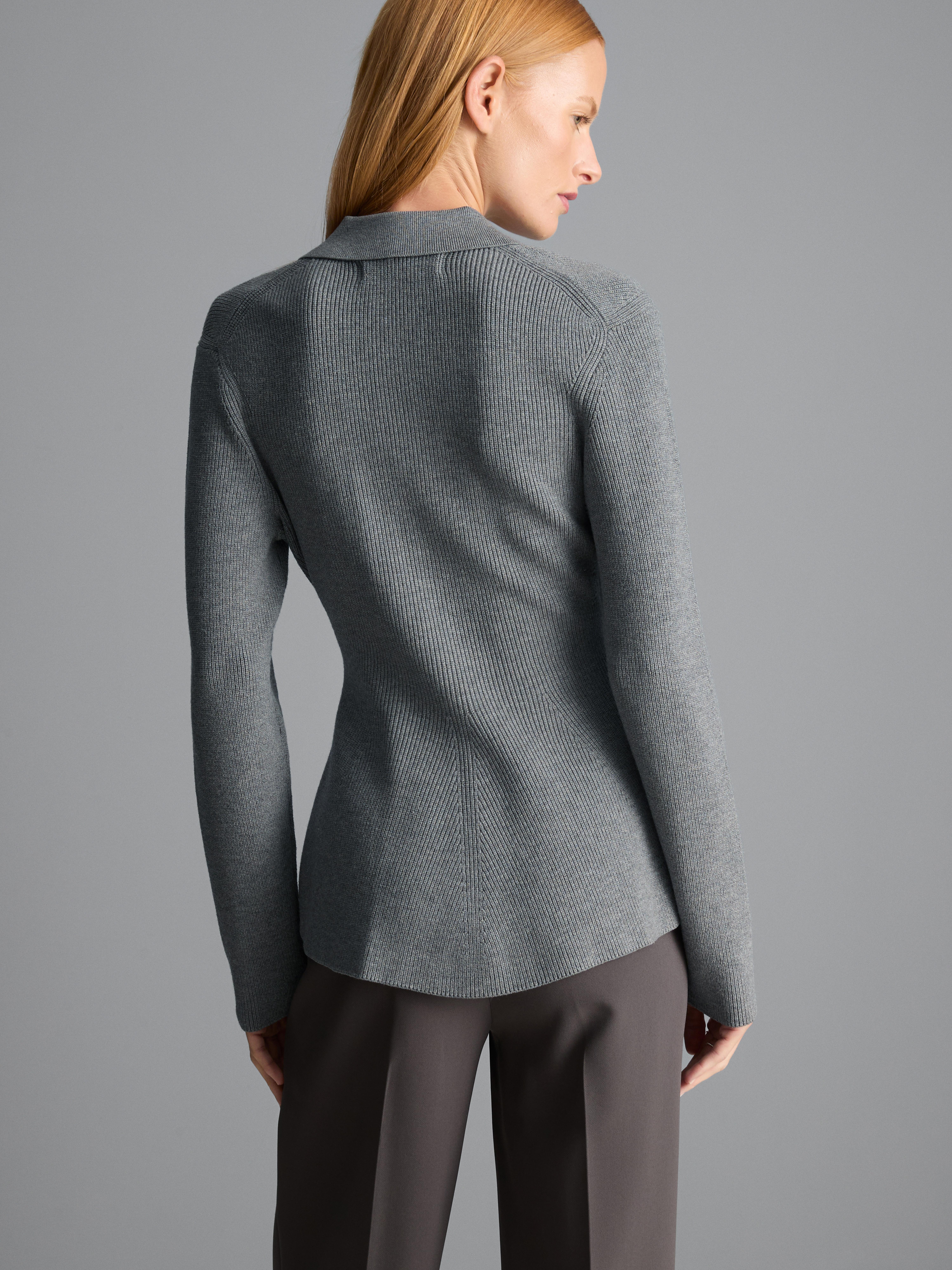 Knitted Peplum Cardigan - Dark Gray