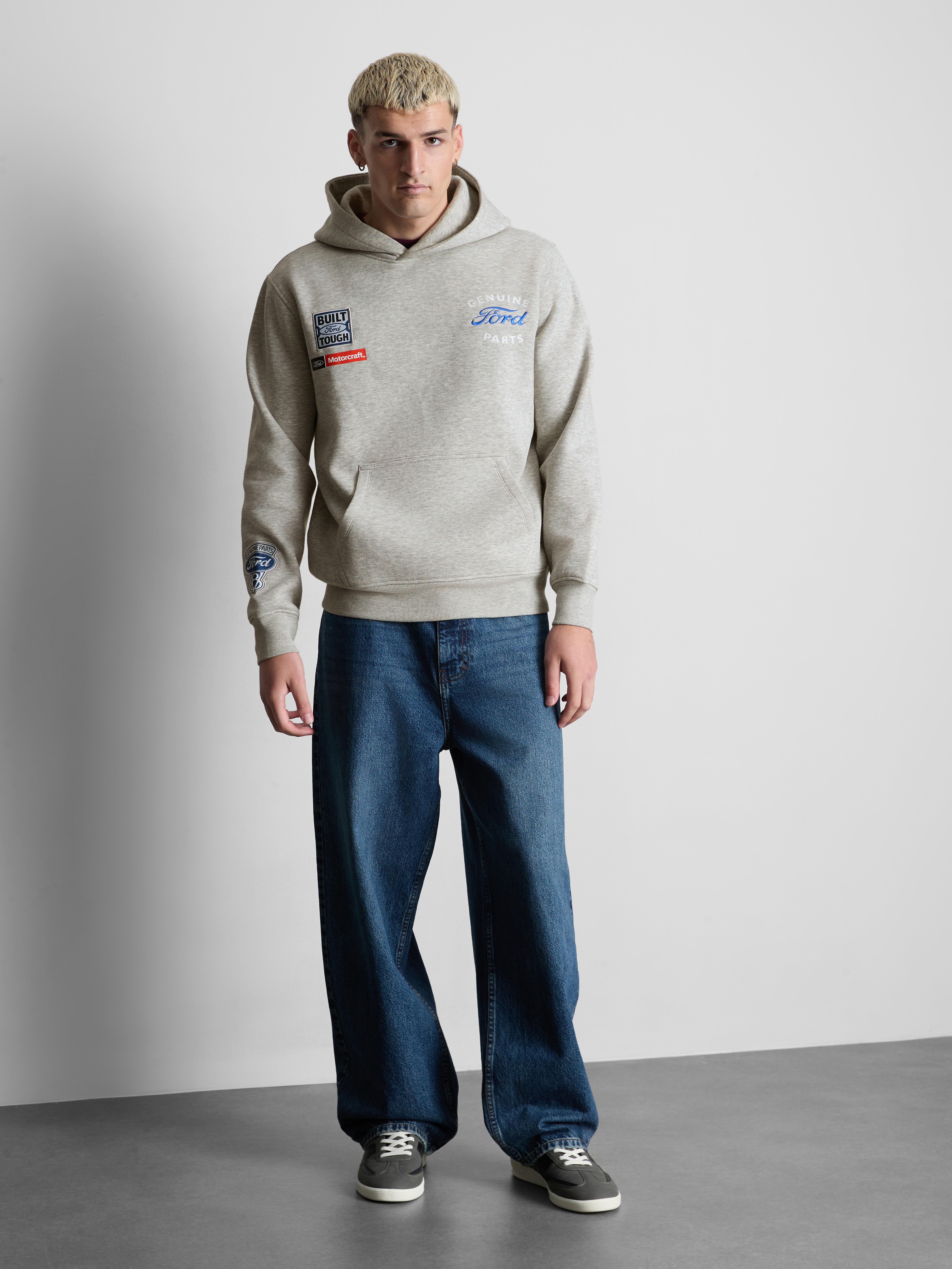 Ford Cotton Rich Badge Hoodie - Gray Heather