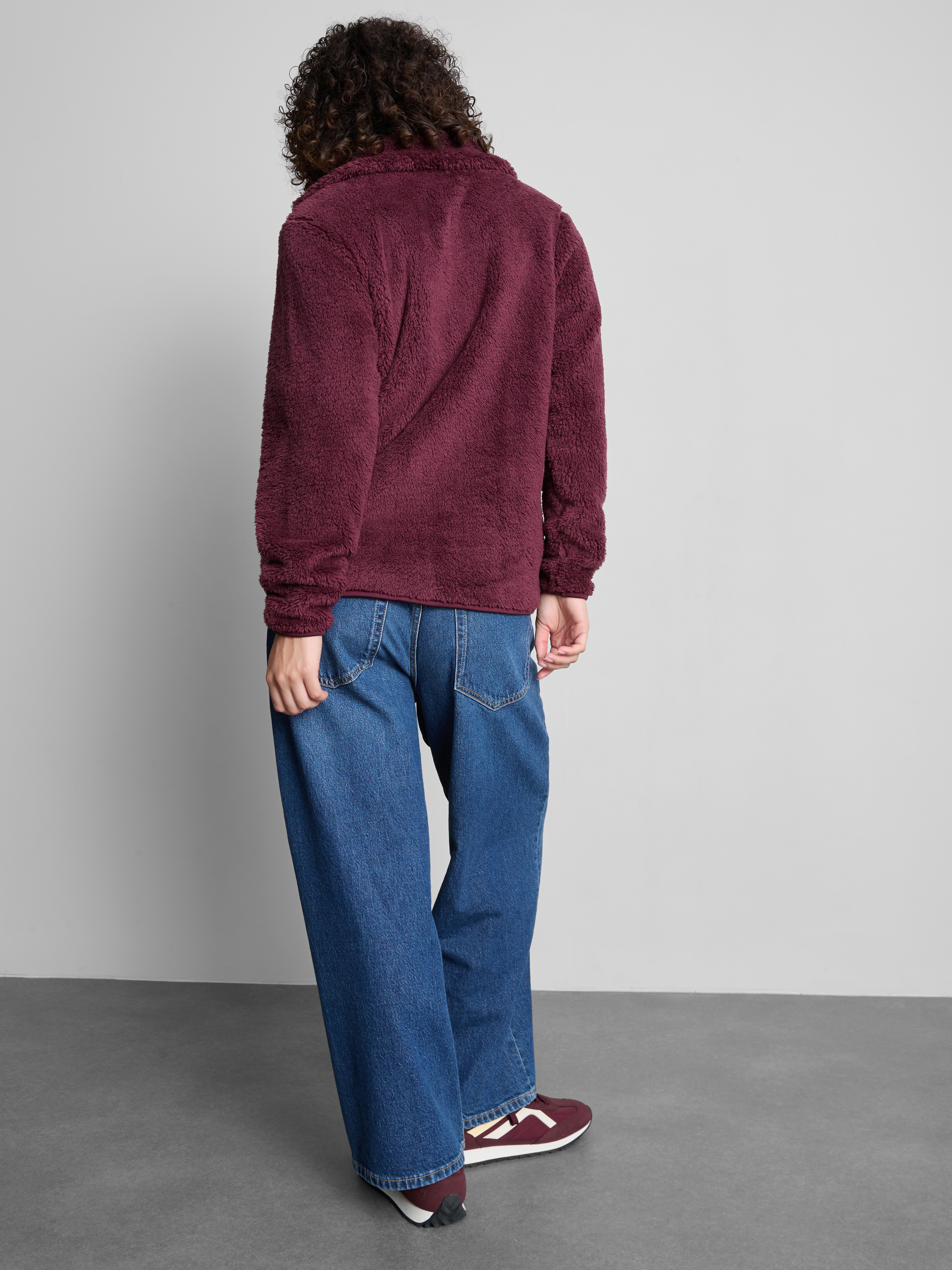 High-Neck Teddy Fleece - Burgundy