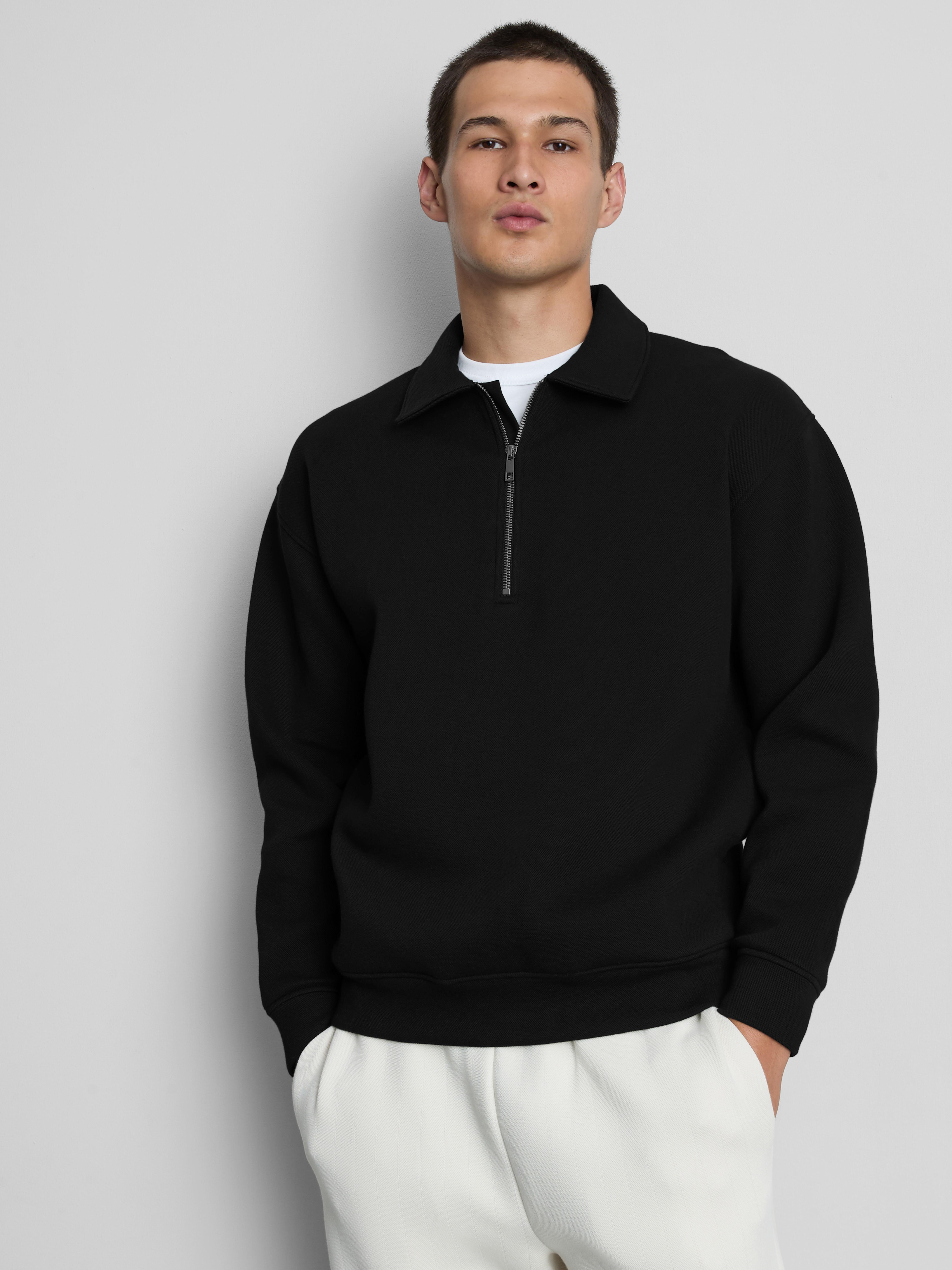 The Edit Quarter Zip Sweatshirt - Black