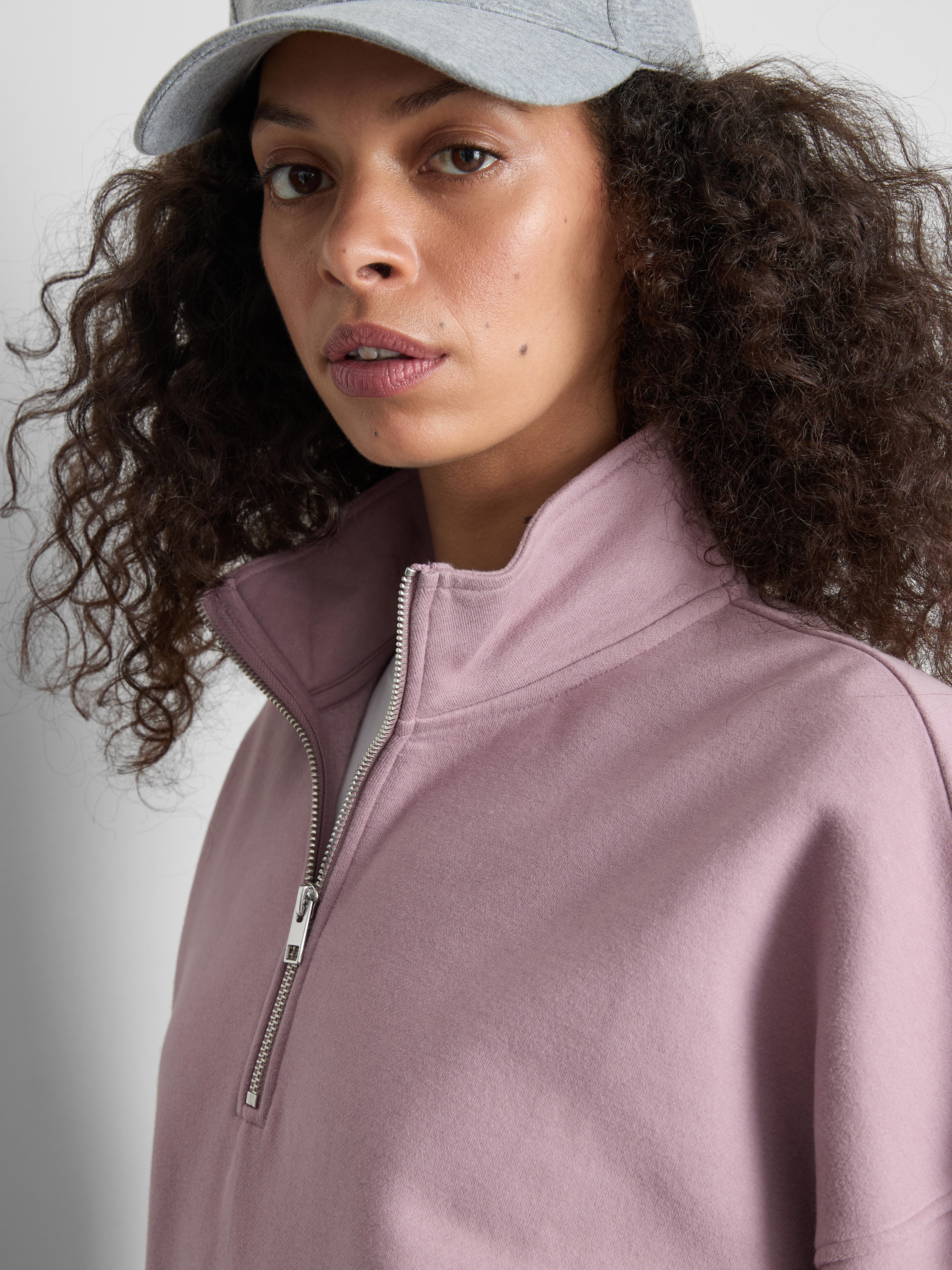 Cotton Rich Half Zip Sweatshirt - Pink