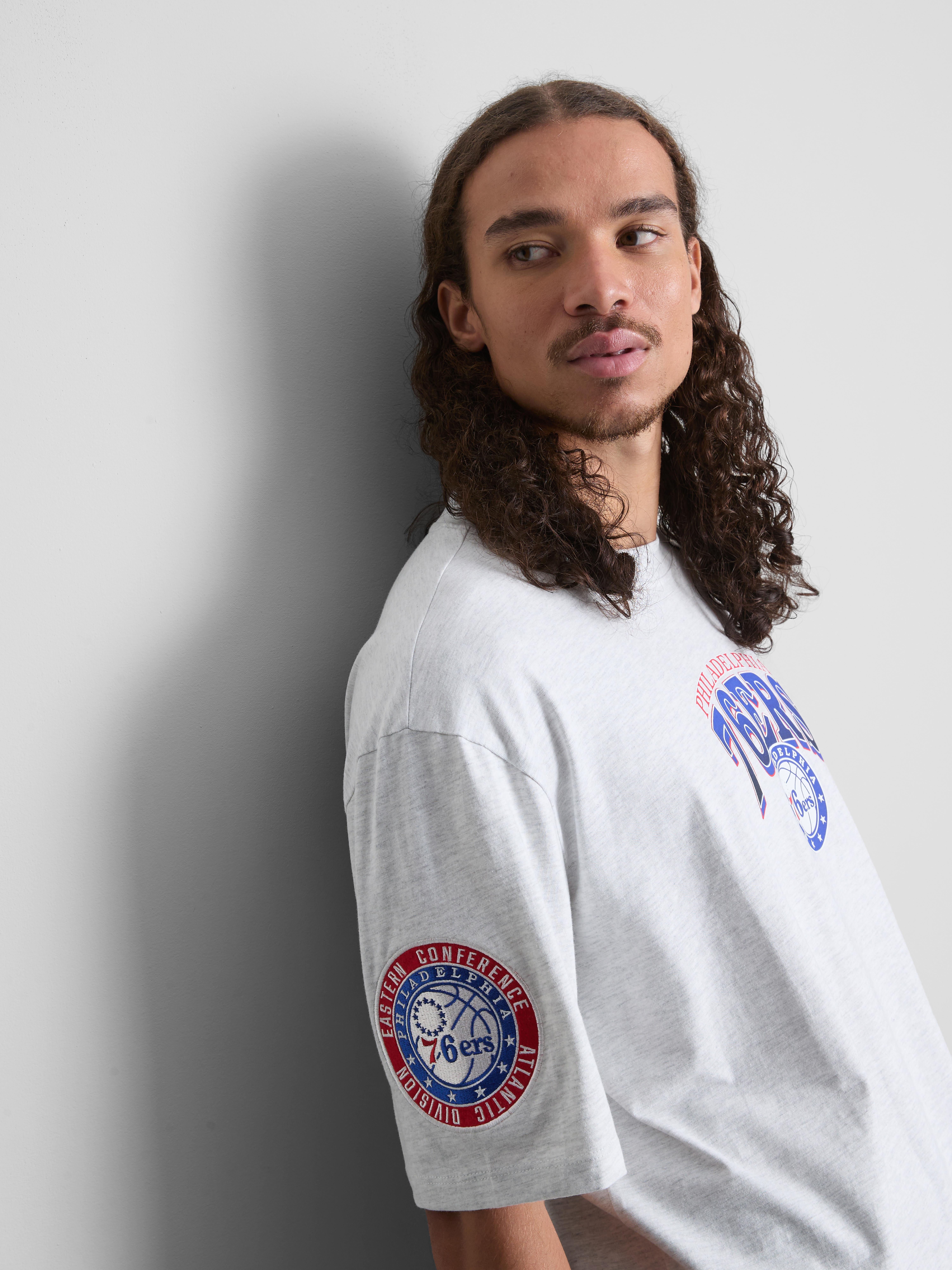 NBA Philadelphia 76ers Pure Cotton Graphic T-Shirt - Gray Heather